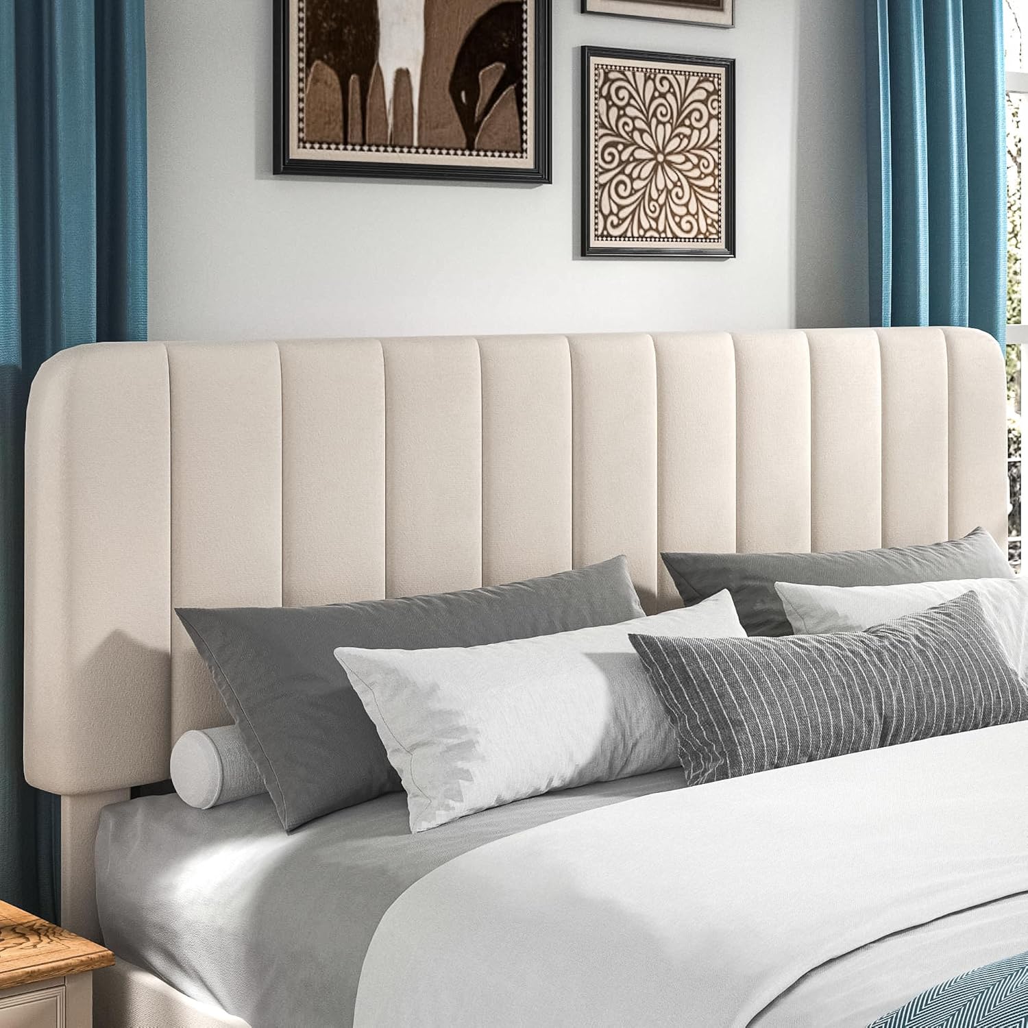VECELO Upholstered Platform bedframe with Adjustable Headboard - VECELO