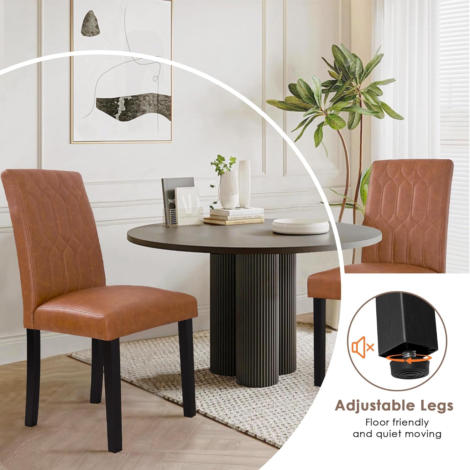 VECELO Upholstered Dining Chairs Set of 2 - VECELO