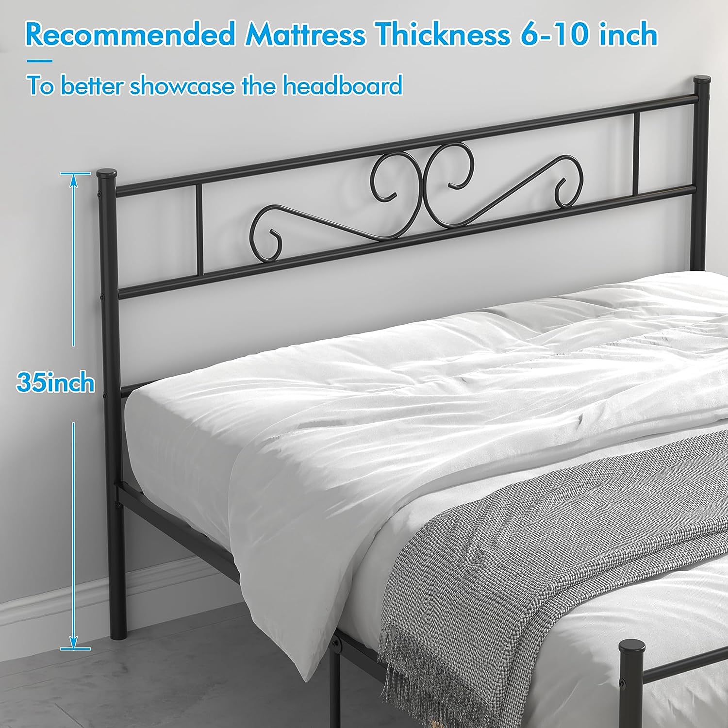 VECELO Metal Platform Bed Frame Mattress Foundation with Headboard & Footboard - VECELO