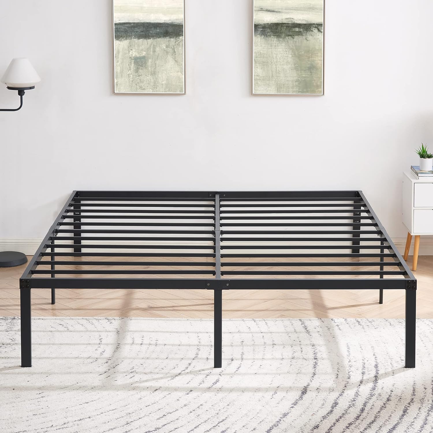 VECELO Metal Platform Bed Frame Heavy Duty Steel Slat, No Box Spring Needed - VECELO