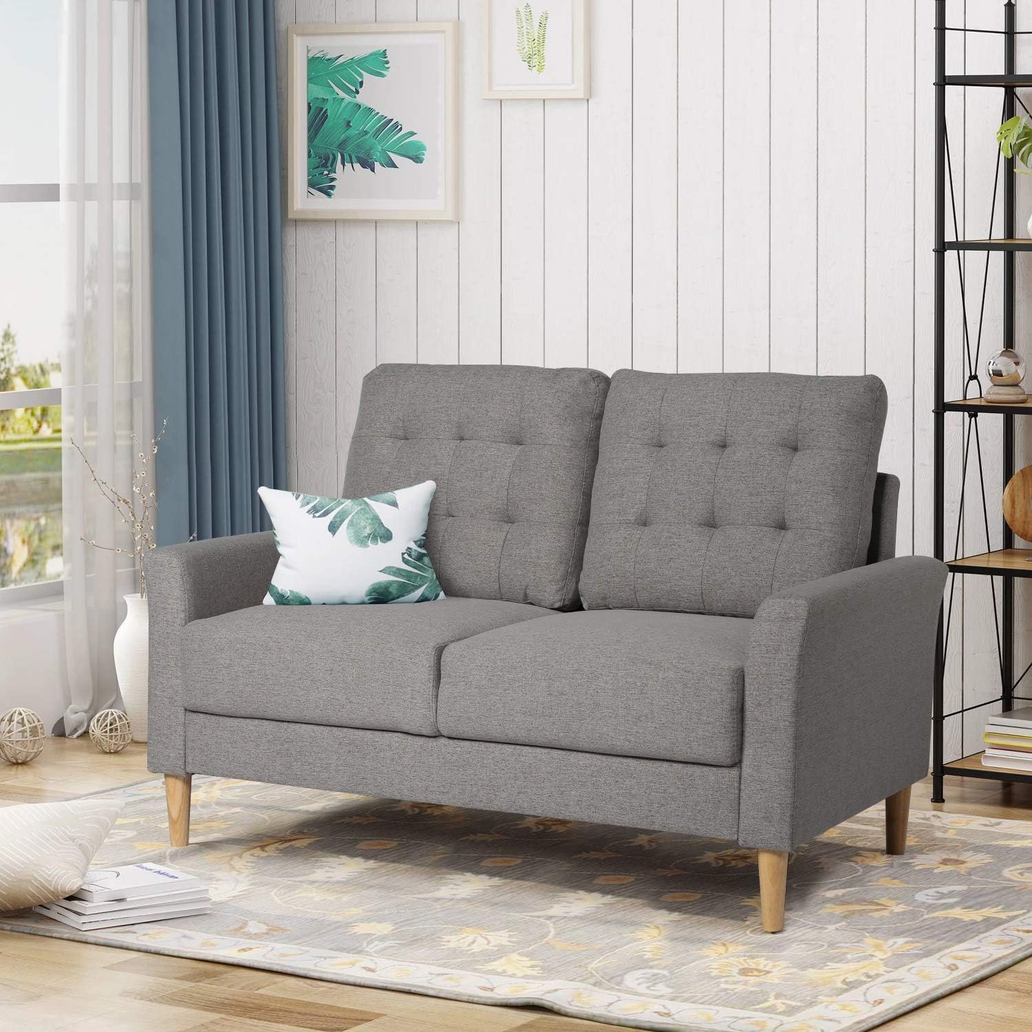 VECELO Modern Tufted Fabric Sofa