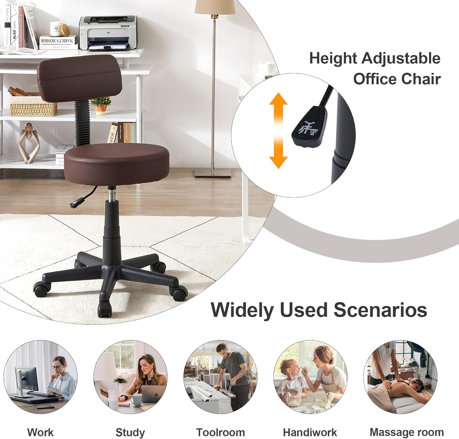 VECELO Home Office Desk Chair with Backrest - VECELO