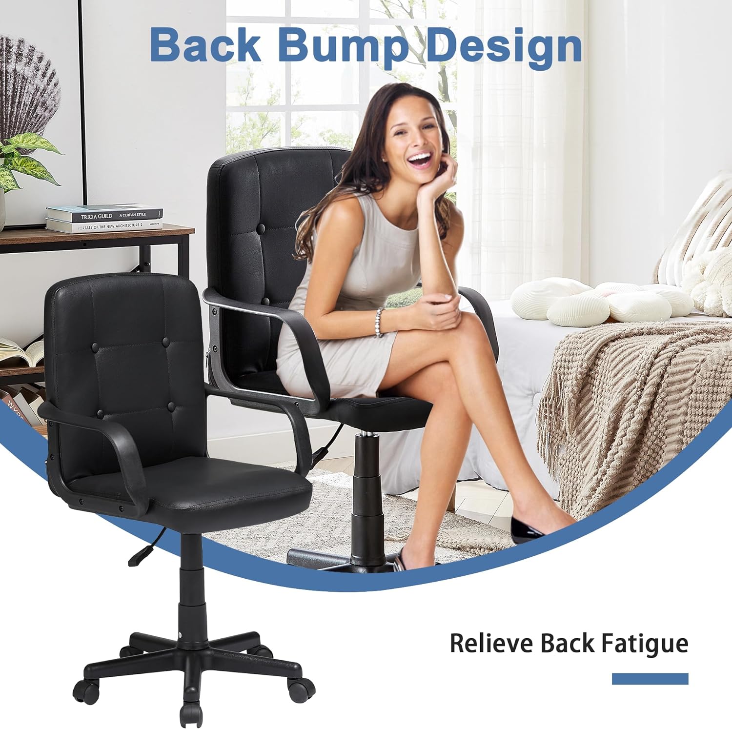 VECELO Home Office Desk Chair with Armrests - VECELO