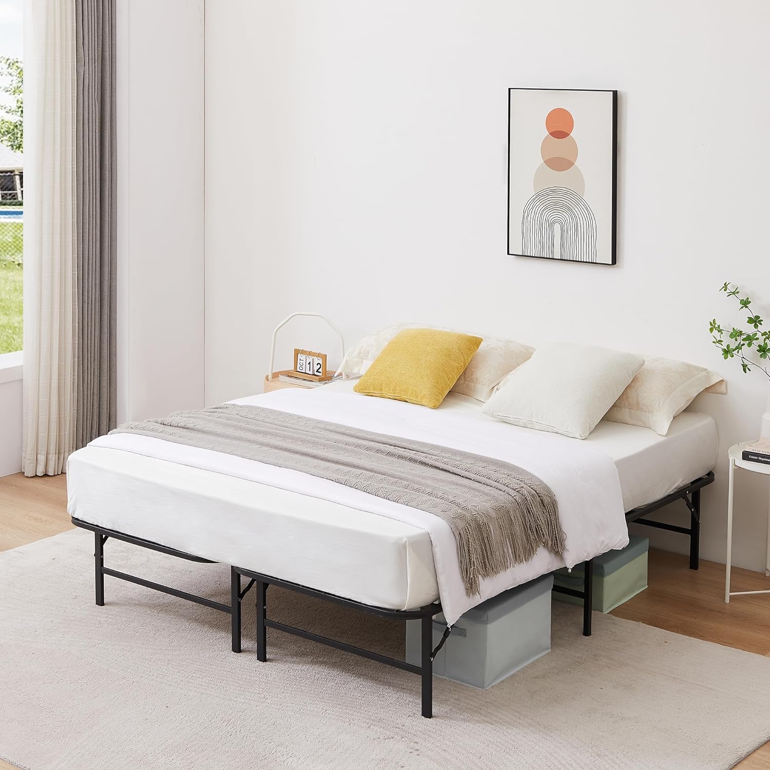 VECELO Metal Folding Bed Frame No Tools Required - VECELO