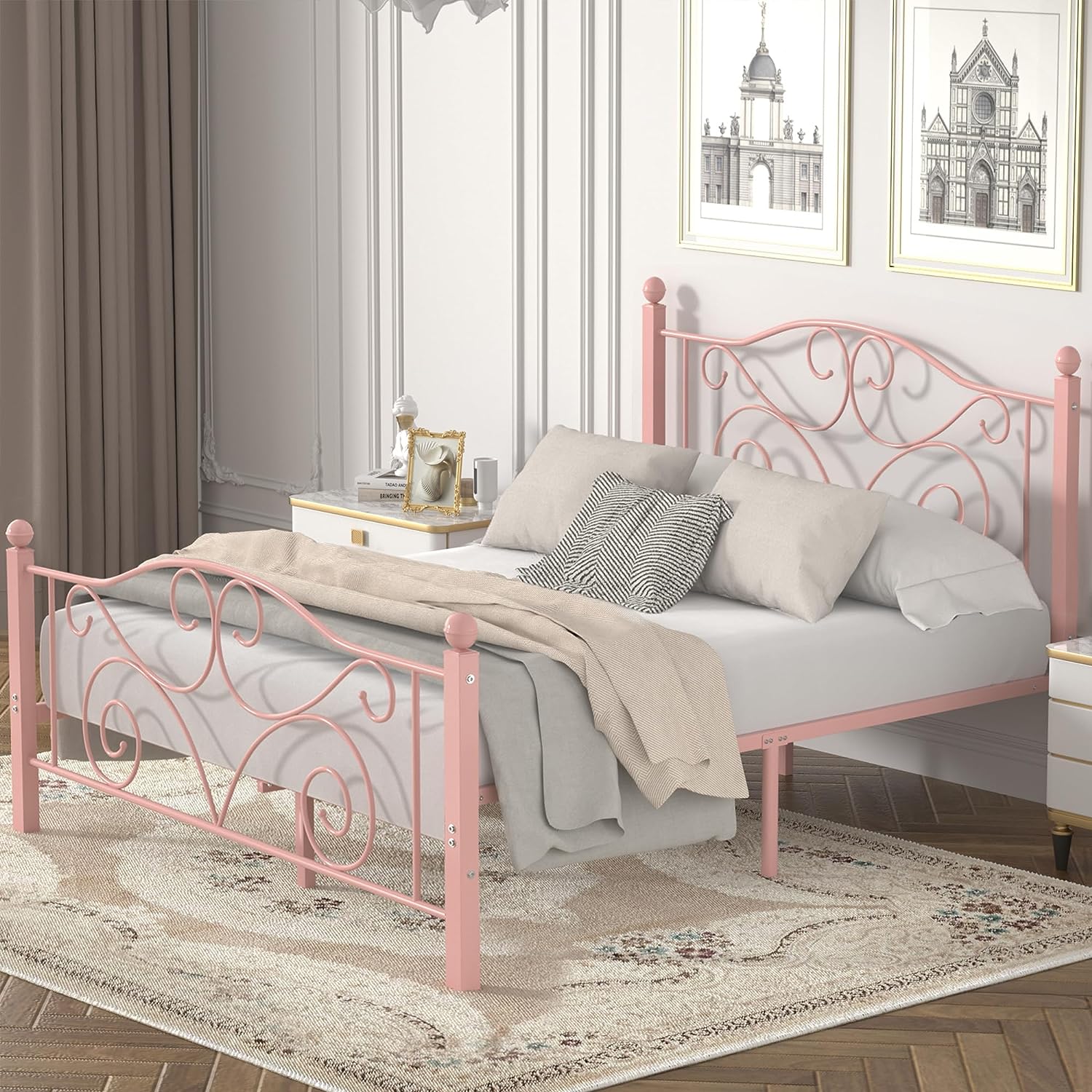 VECELO Classic Metal Bed Frame Mattress Foundation - VECELO