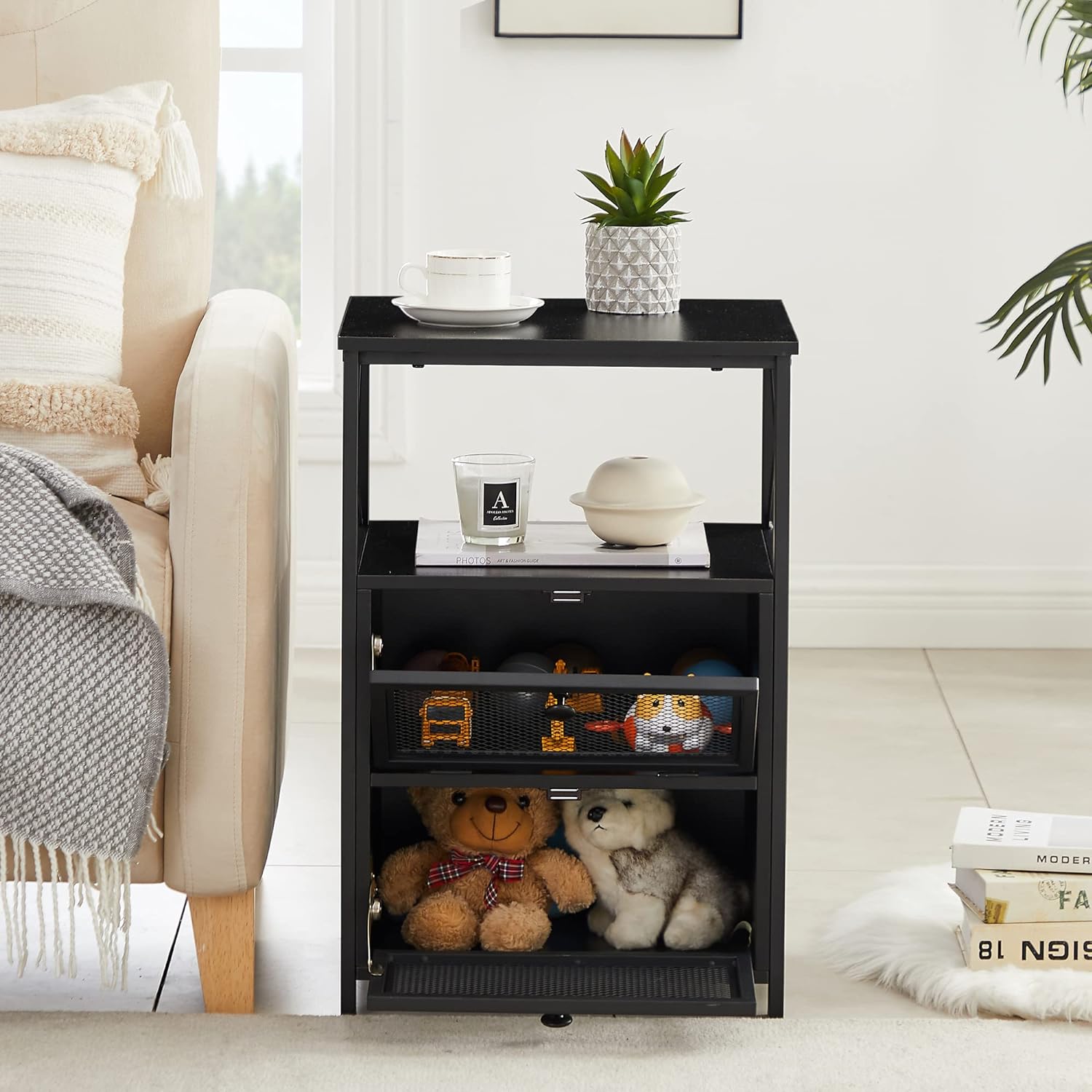 VECELO Nightstand, End Table with flip Drawer, 1 Pack/2 Packs - VECELO