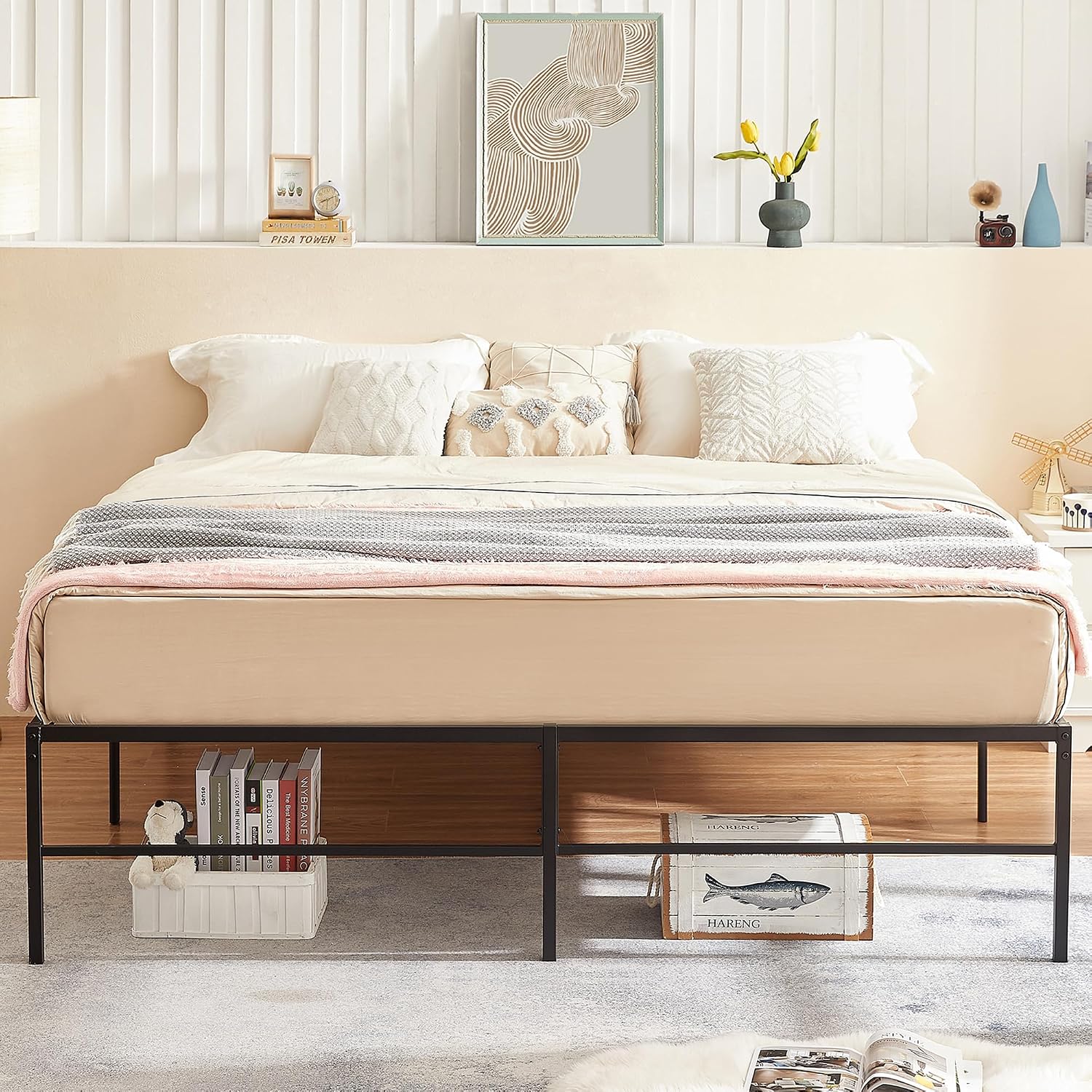 VECELO 18" Metal Platform Tall Bed Frame