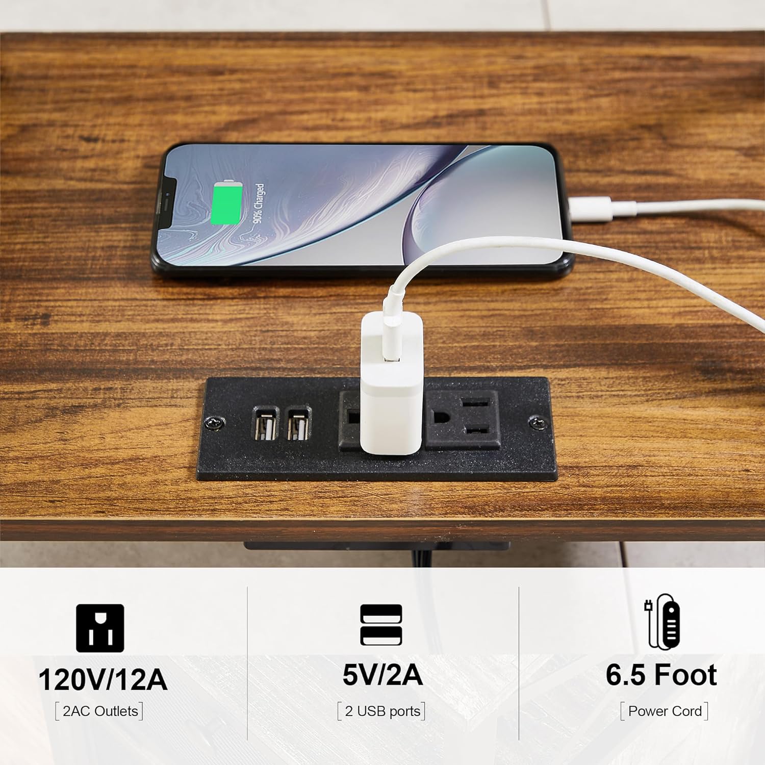 VECELO Modern Bedside End Tables with Charging Station & USB Ports, 1 Pack/2 Packs - VECELO