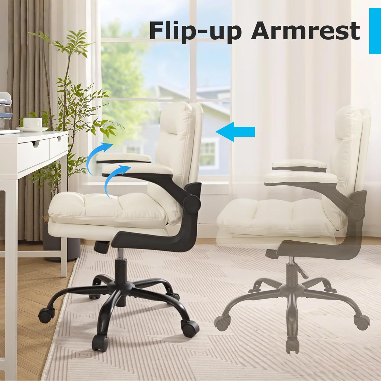 VECELO Ergonomic Swivel Office Desk Chair with Flip-up Armrest and Adjustable Height Lumbar Support - VECELO