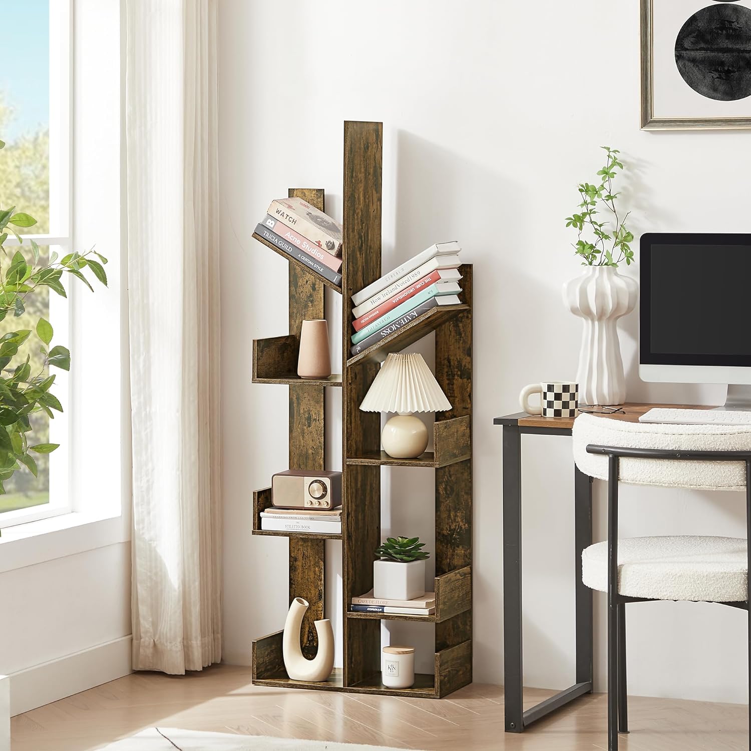 VECELO Tree Bookshelf,8 Shelf Storages Bookcase - VECELO