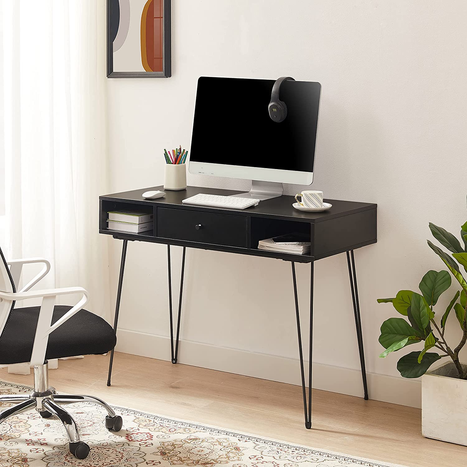 VECELO 39.3" Home Office Work Table with Drawers Computer Desk - VECELO