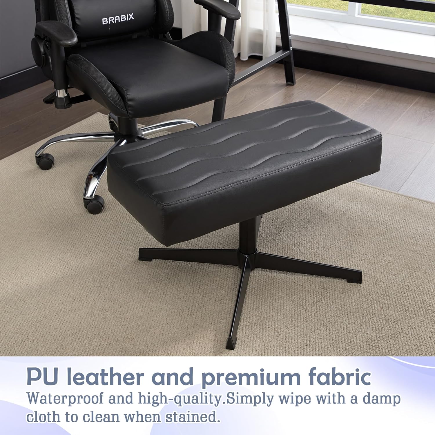 VECELO Under Desk Footrest, PU Ergonomic Foot Rest with Comfort Padding - VECELO