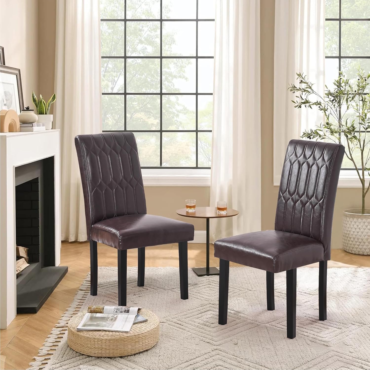 VECELO Upholstered Dining Chairs Set of 2 - VECELO