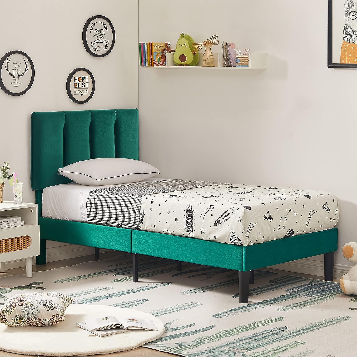 VECELO Modern Upholstered Platform Bedframe, Adjustable Headboard - VECELO
