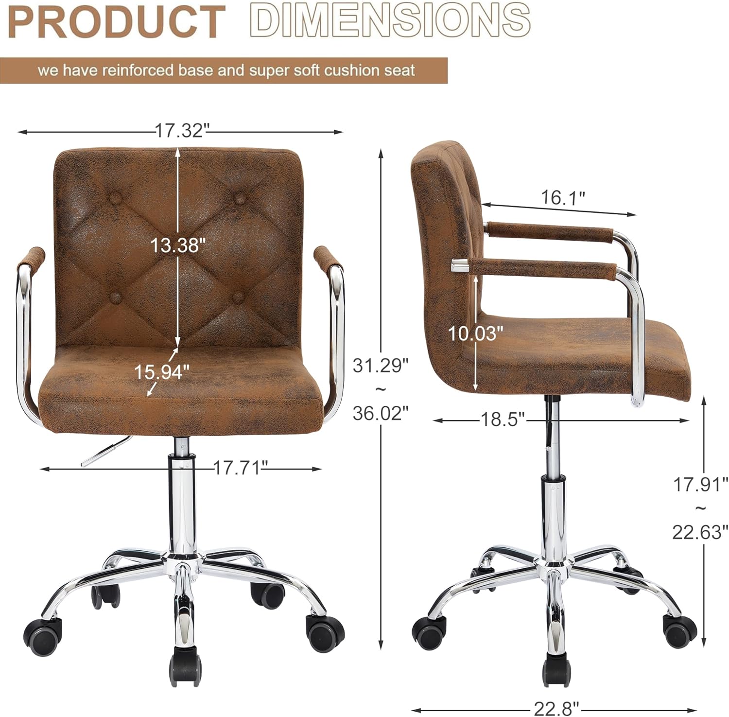VECELO Mid-Back Home Office Desk Chair - VECELO
