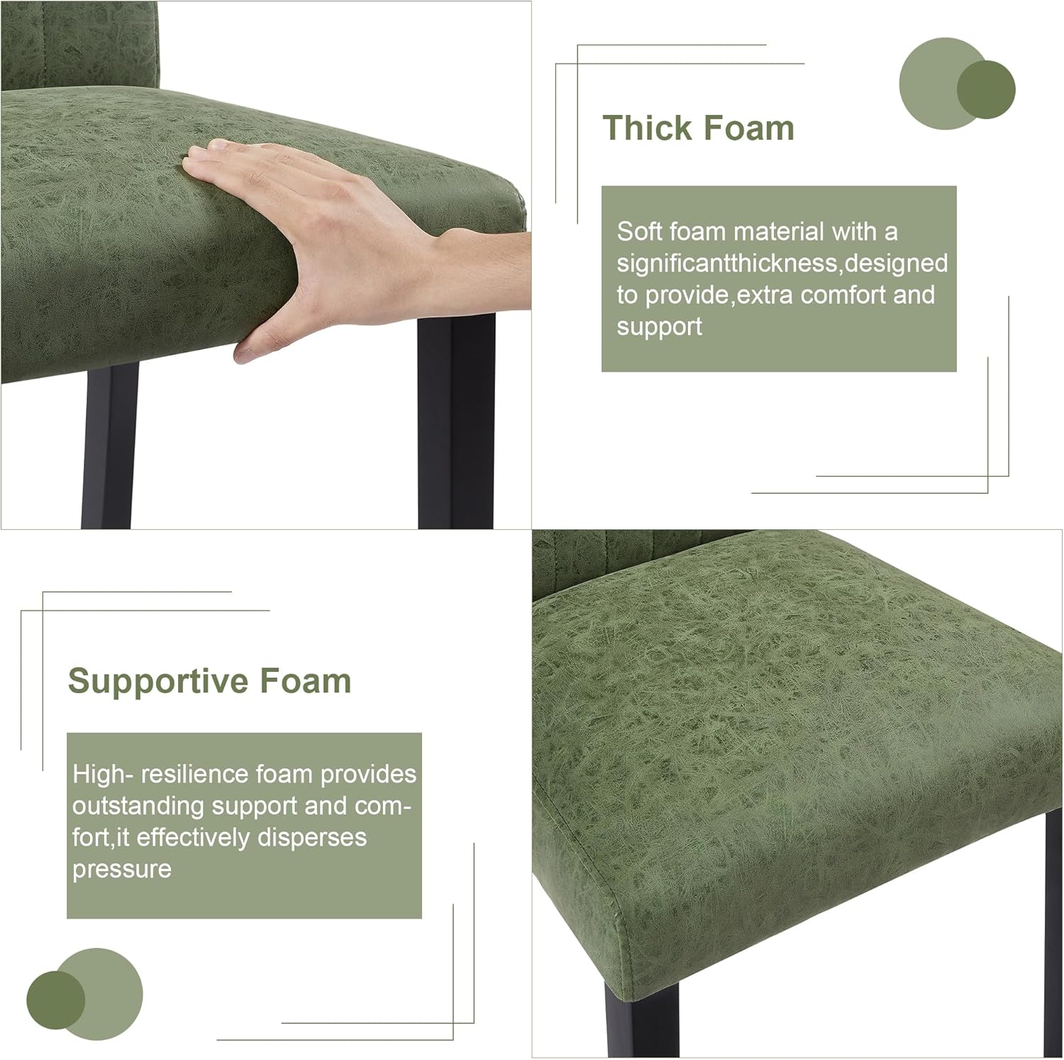 VECELO Upholstered Dining Chairs Set of 2 Modern Fabric and Solid Wood Legs & High Back - VECELO