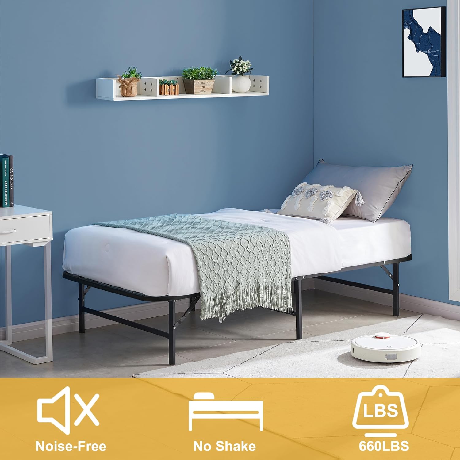 VECELO Metal Folding Bed Frame No Tools Required - VECELO