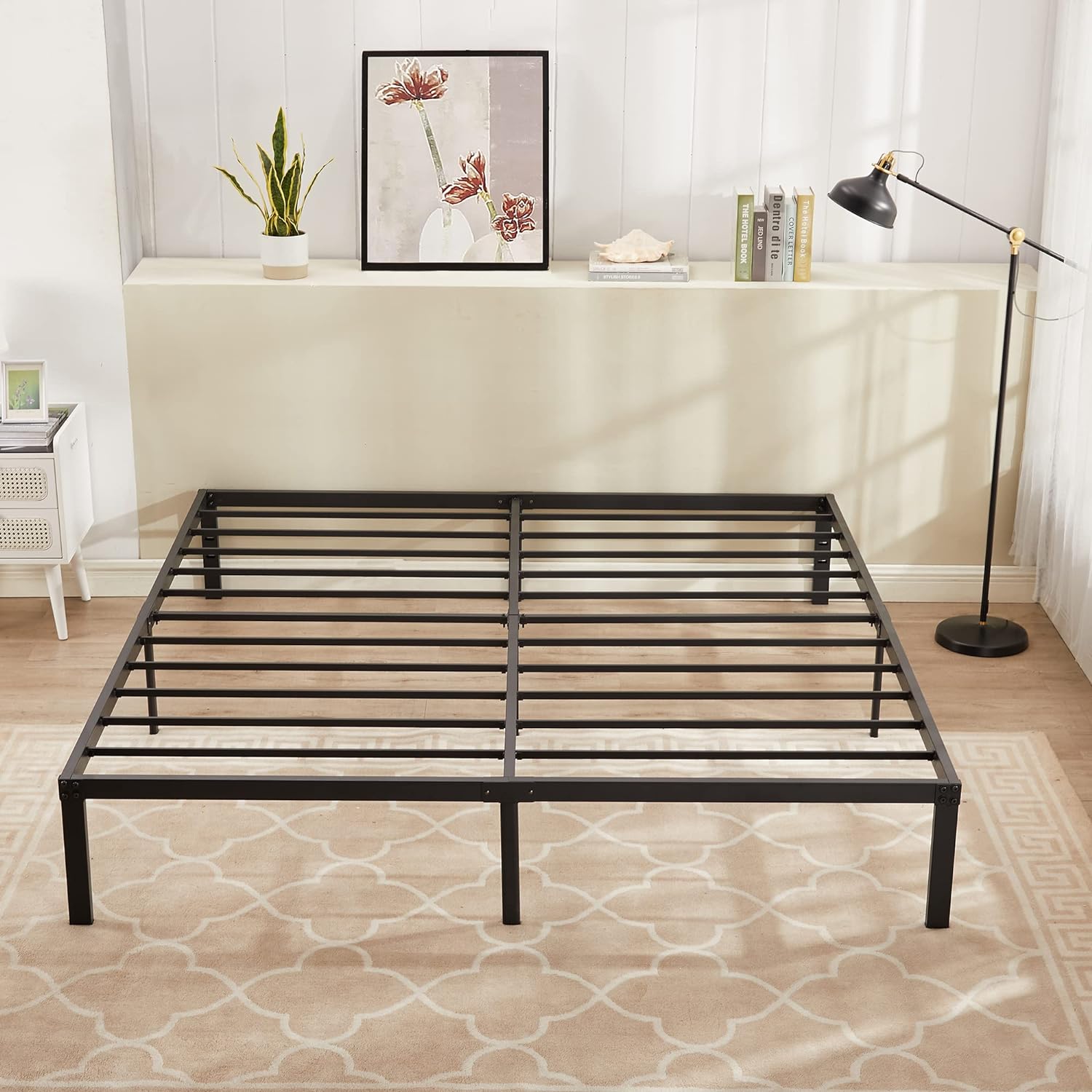 VECELO Metal Platform Bed Frame Heavy Duty Steel Slat, No Box Spring Needed - VECELO