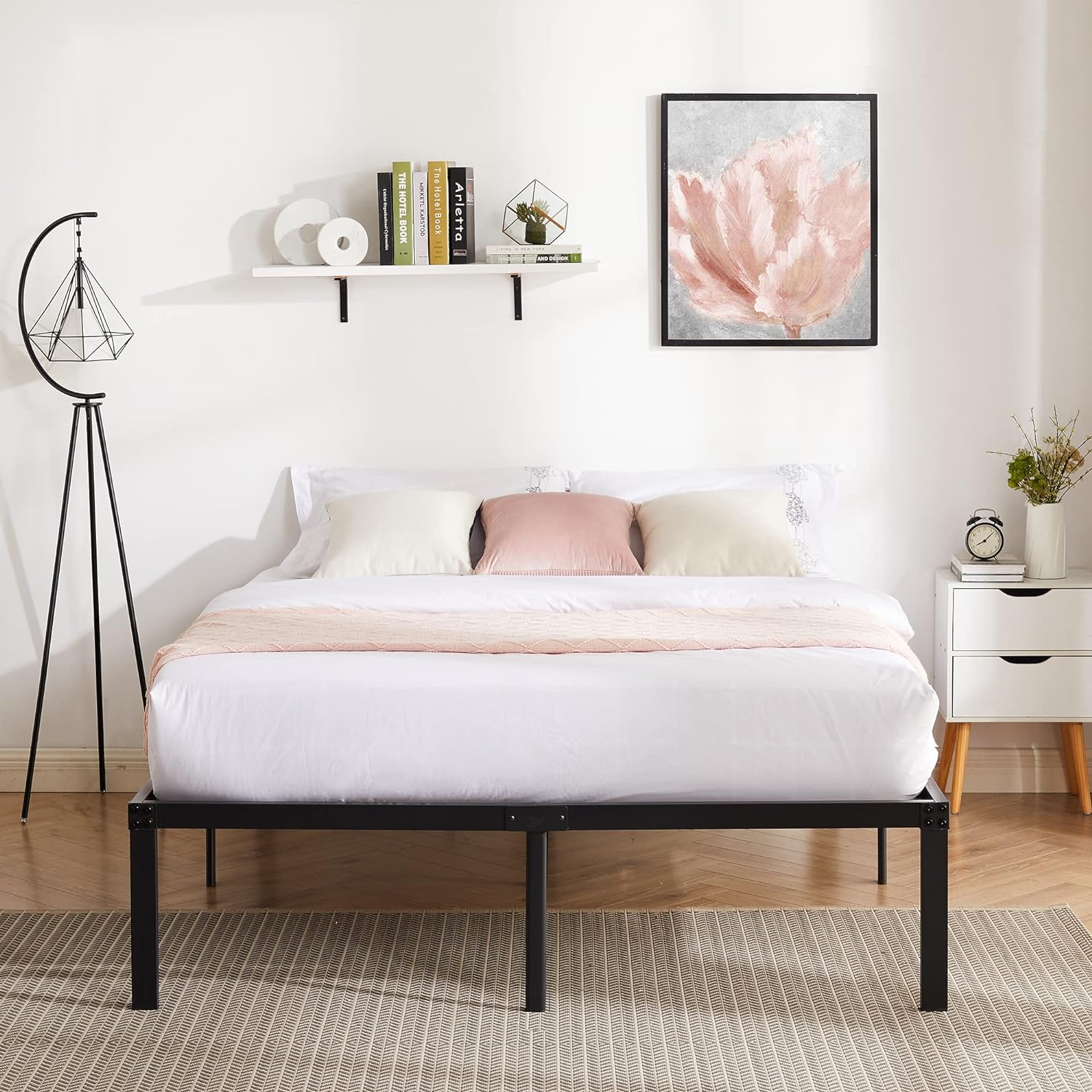 VECELO Metal Platform Bed Frame Heavy Duty Steel Slat, No Box Spring Needed - VECELO