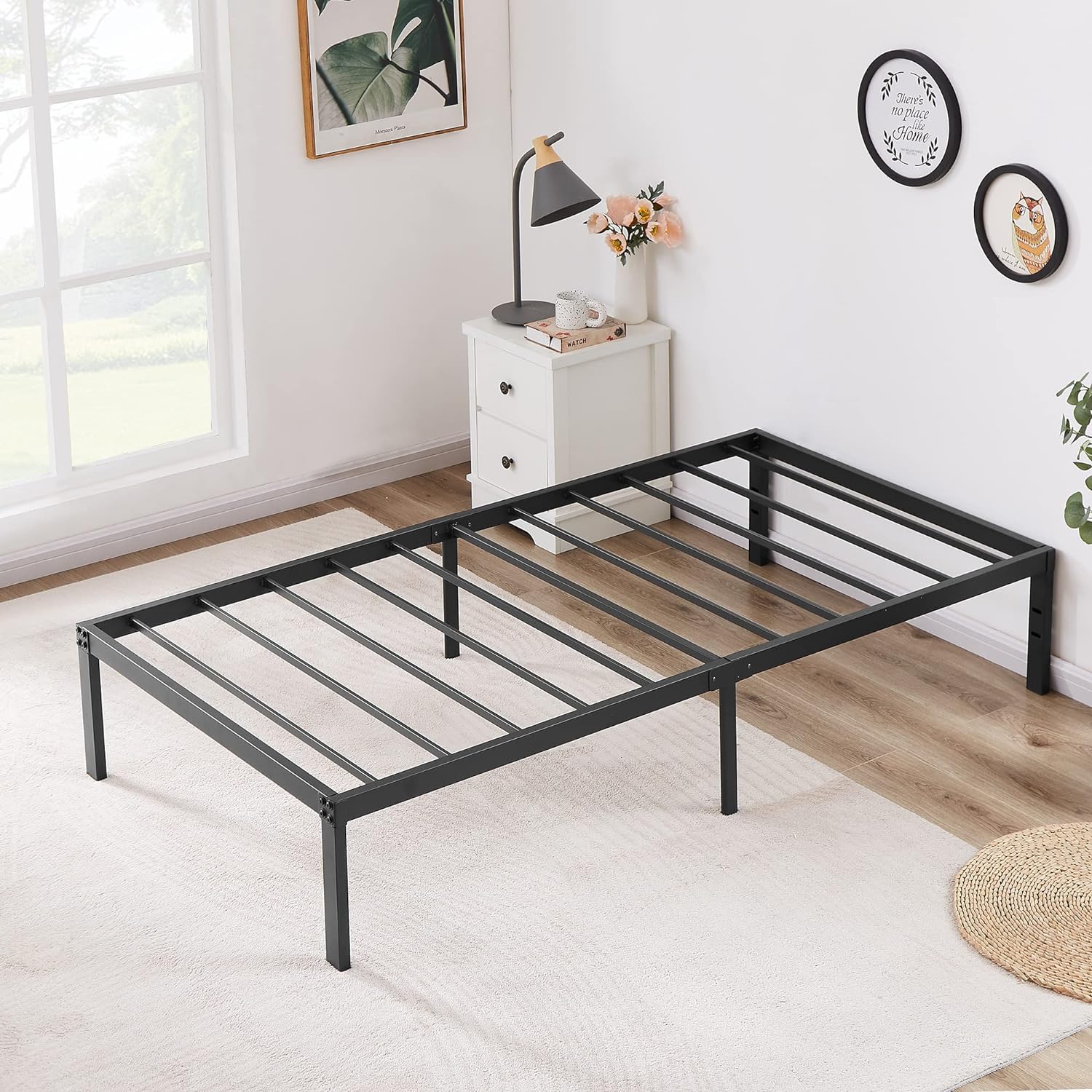 VECELO Metal Platform Bed Frame Heavy Duty Steel Slat, No Box Spring Needed - VECELO