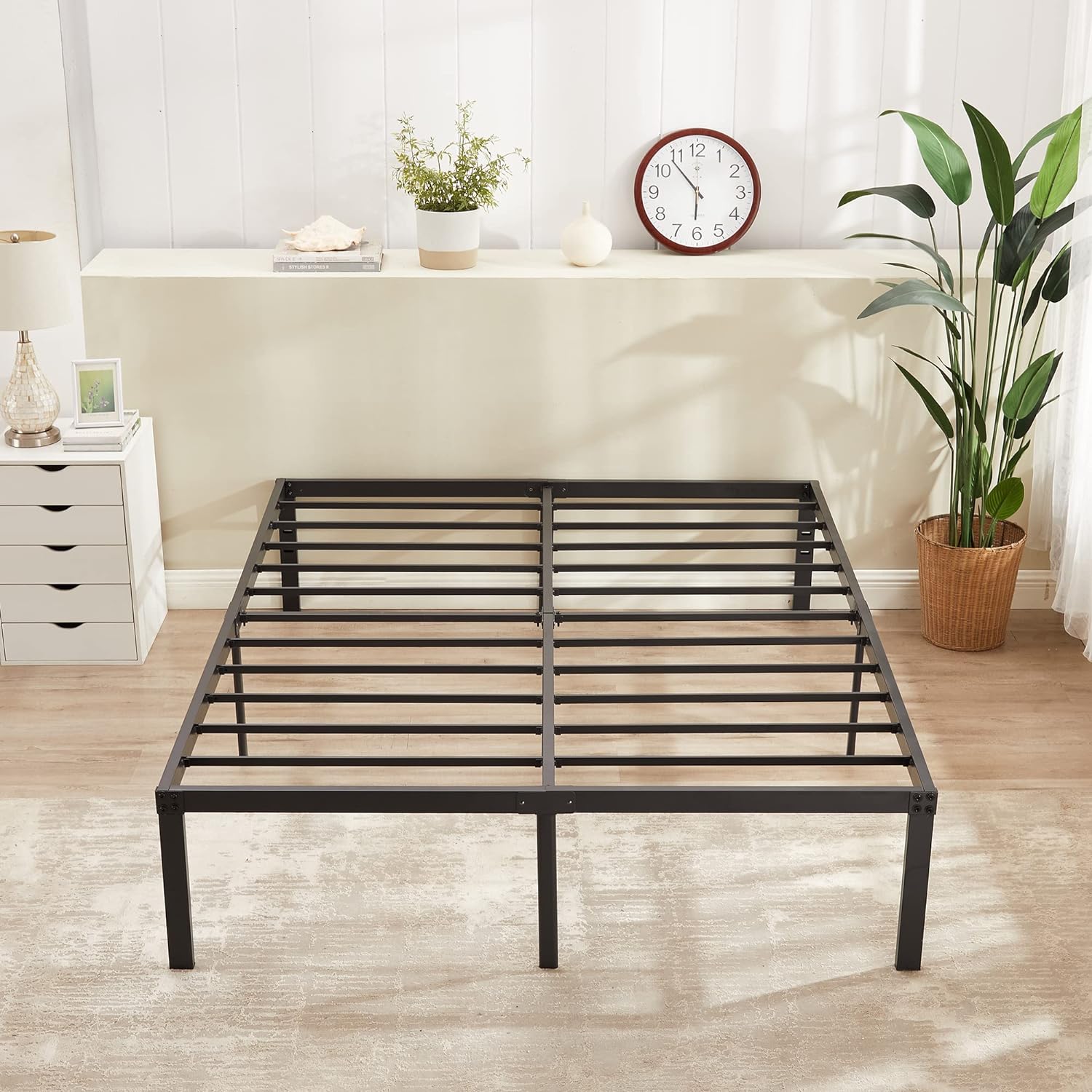 VECELO Metal Platform Bed Frame Heavy Duty Steel Slat, No Box Spring Needed - VECELO
