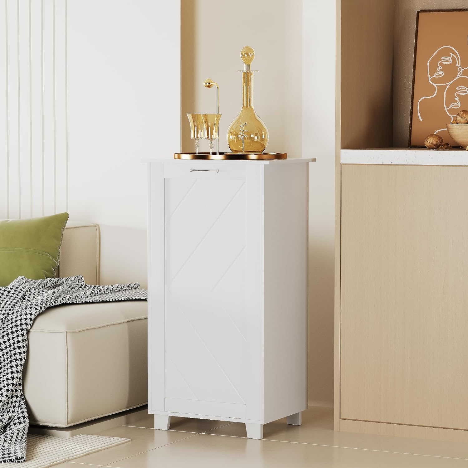 VECELO Tilt Out Kitchen Trash Bin Cabinet - VECELO