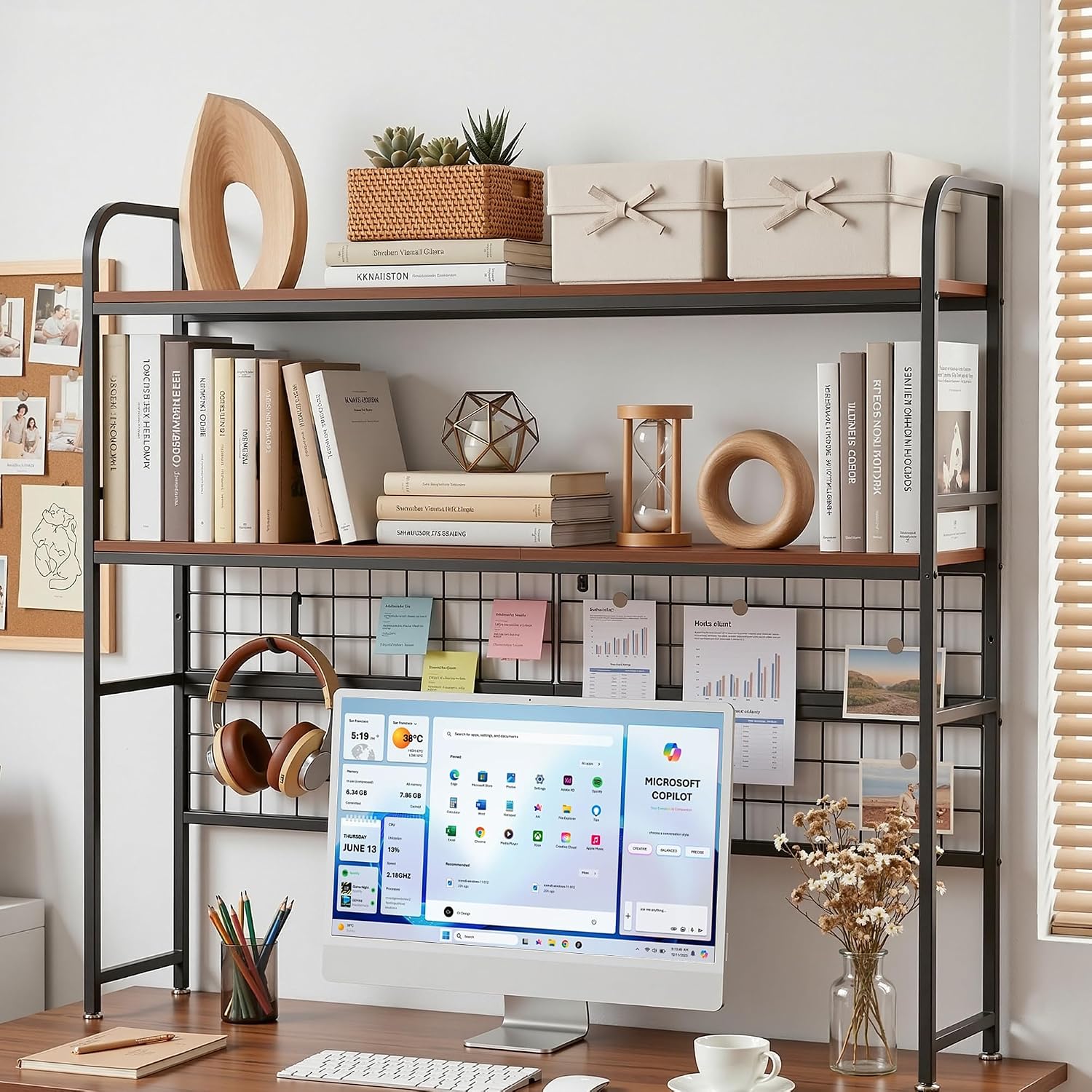 VECELO 2-Tier Desktop Bookshelf