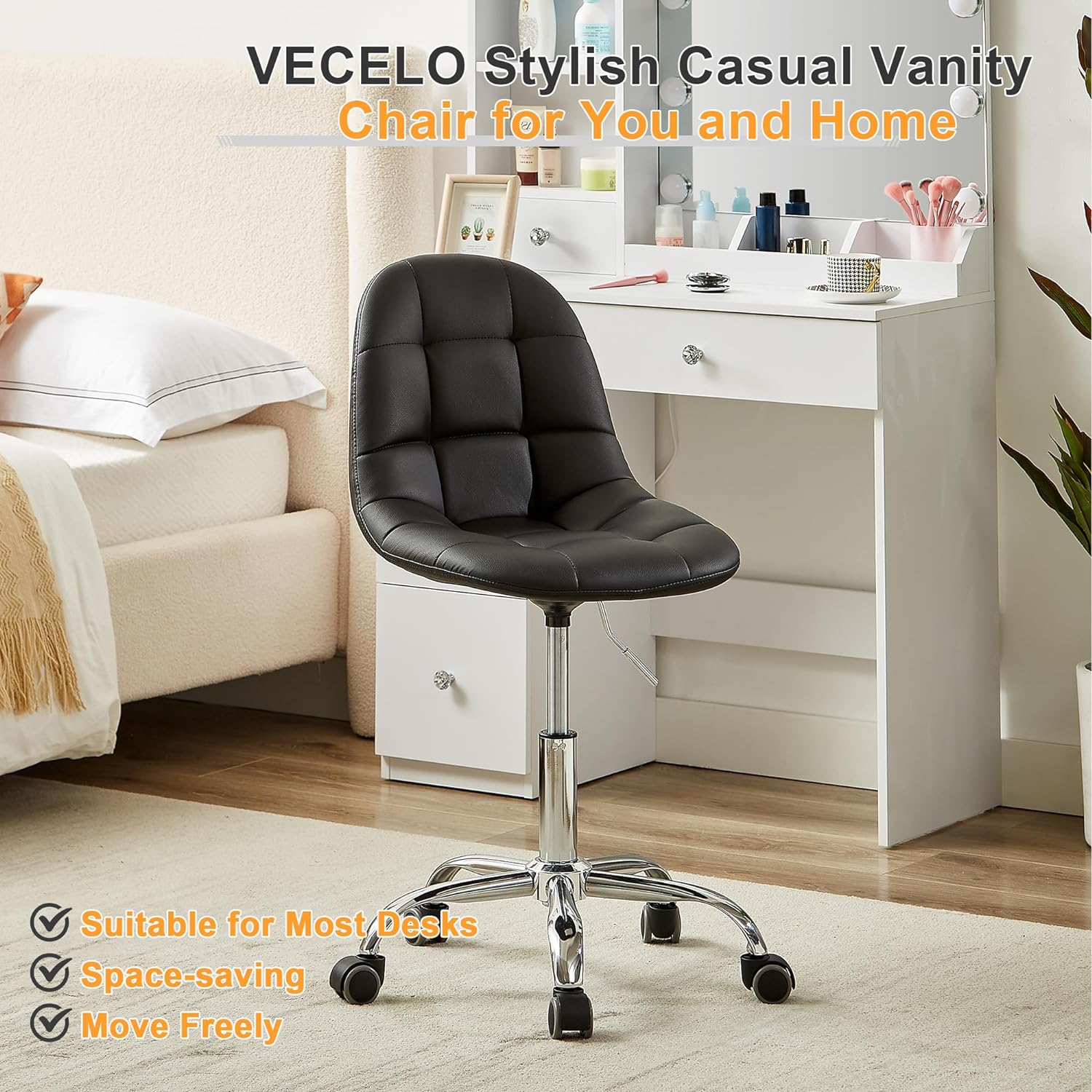 VECELO Modern Armless Home Office Desk Chair - VECELO