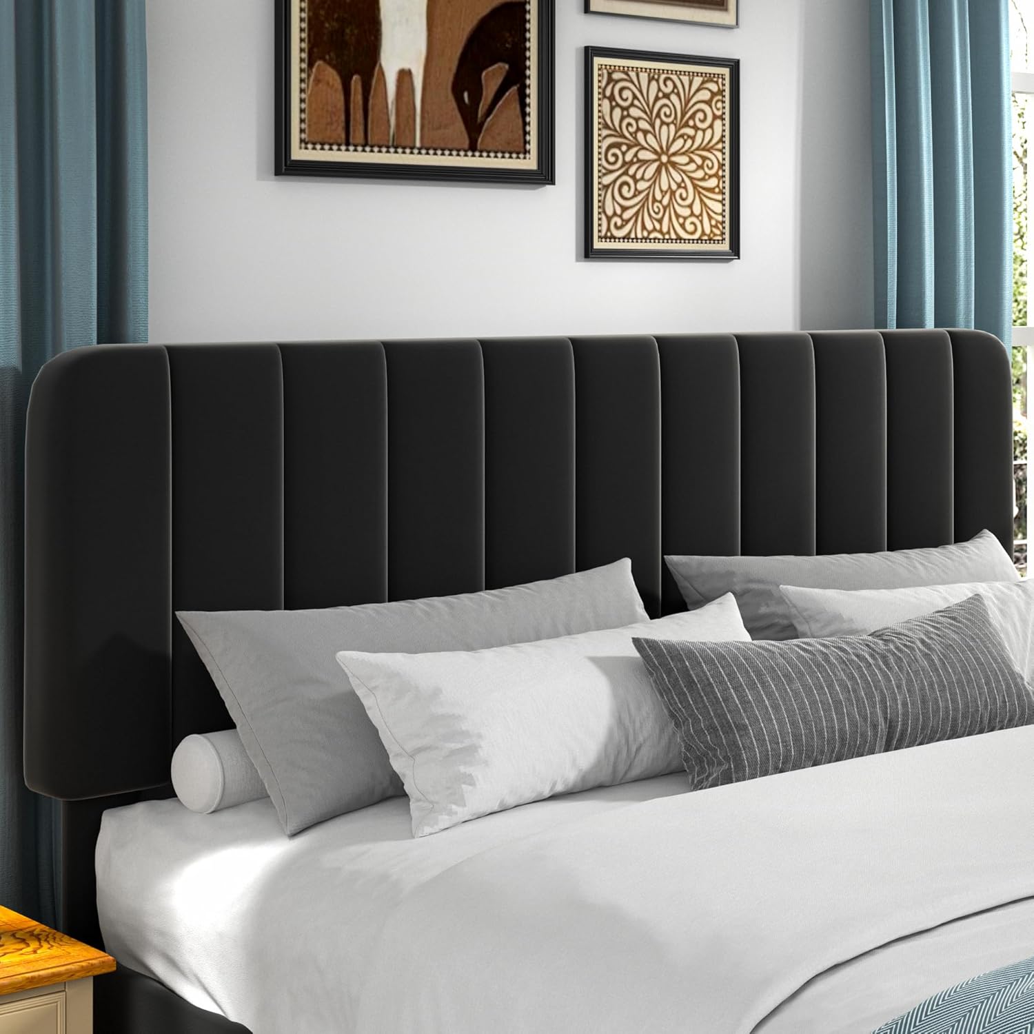 VECELO Upholstered Platform bedframe with Adjustable Headboard - VECELO