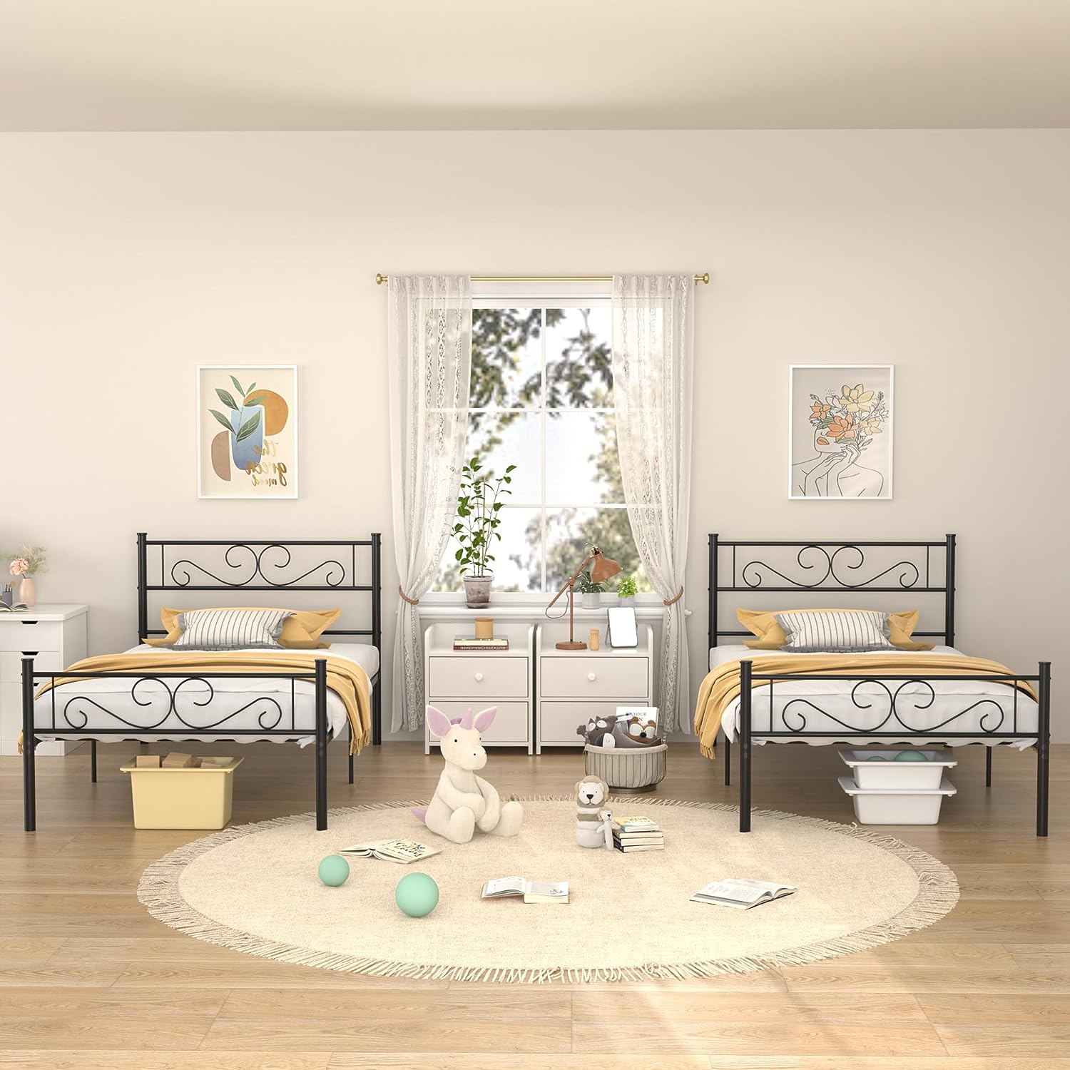VECELO Metal Platform Bed Frame Mattress Foundation with Headboard & Footboard - VECELO