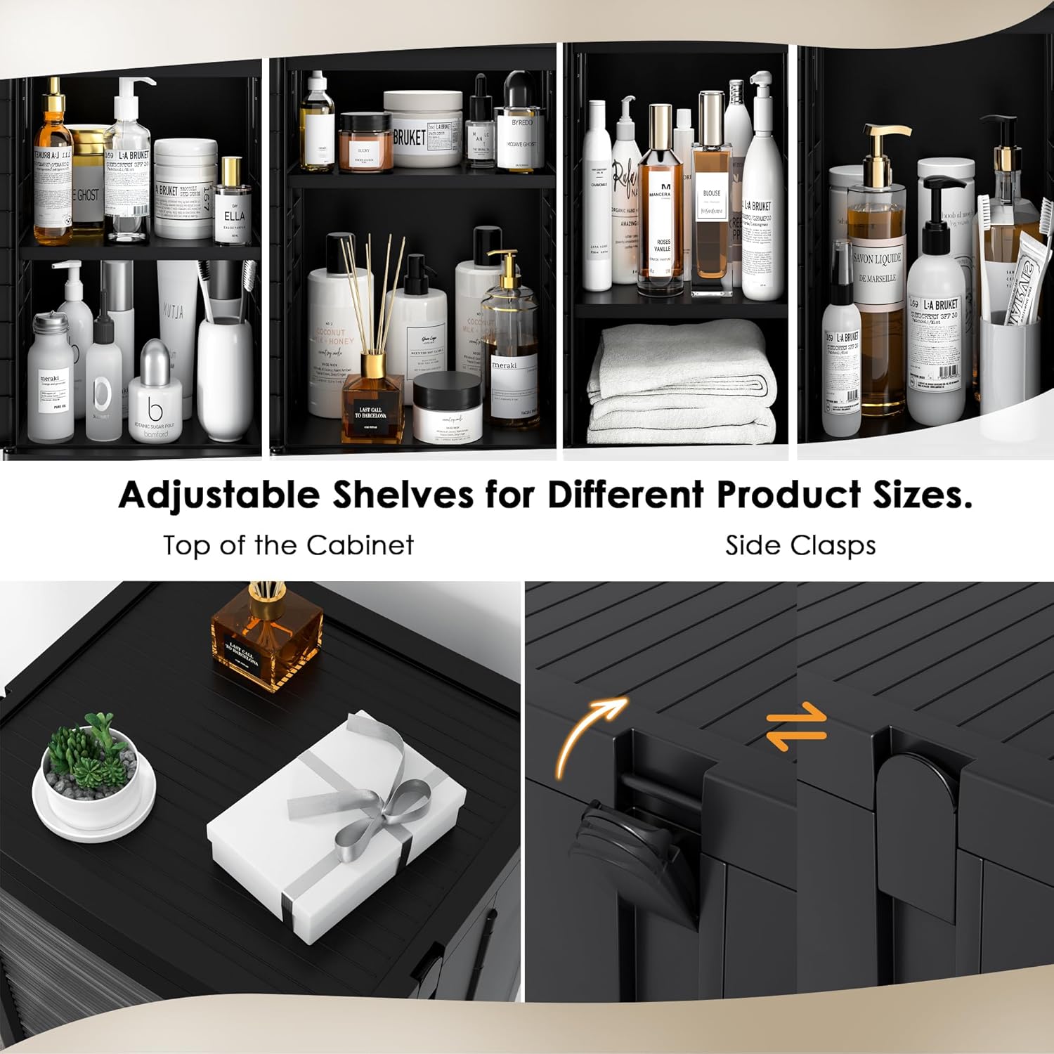 VECELO 4-Tier Tall Narrow Storage Cabinet with Movable Wheels - VECELO