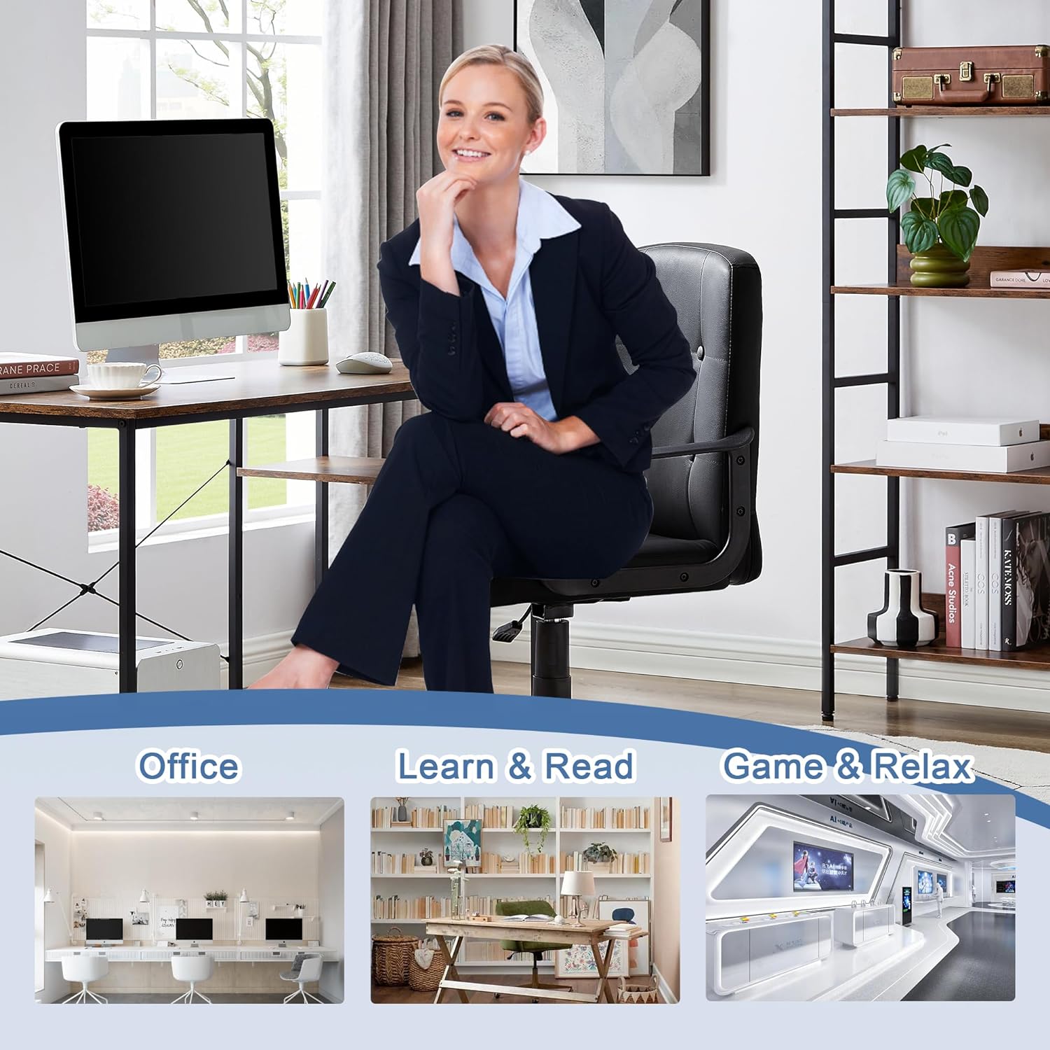 VECELO Home Office Desk Chair with Armrests - VECELO