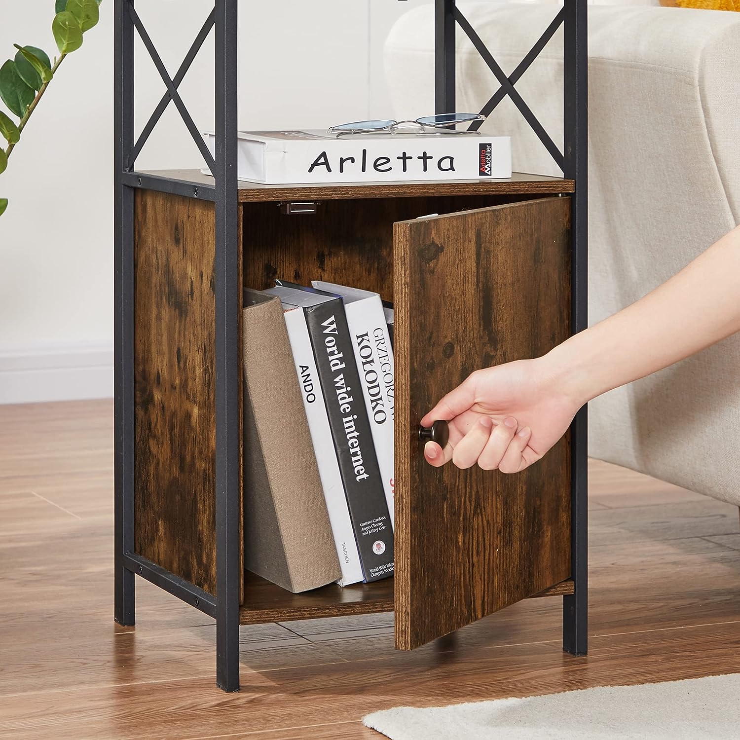 VECELO Tall Side Storage, Large Capacity Bedside Nightstand - VECELO