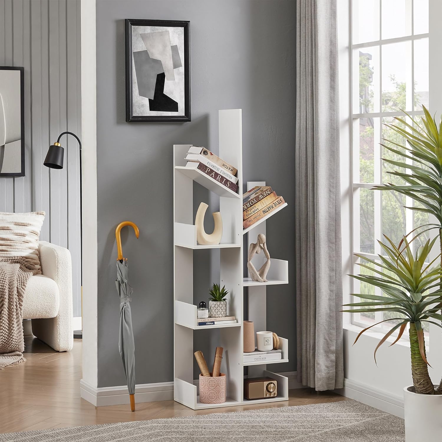 VECELO Tree Bookshelf,8 Shelf Storages Bookcase - VECELO