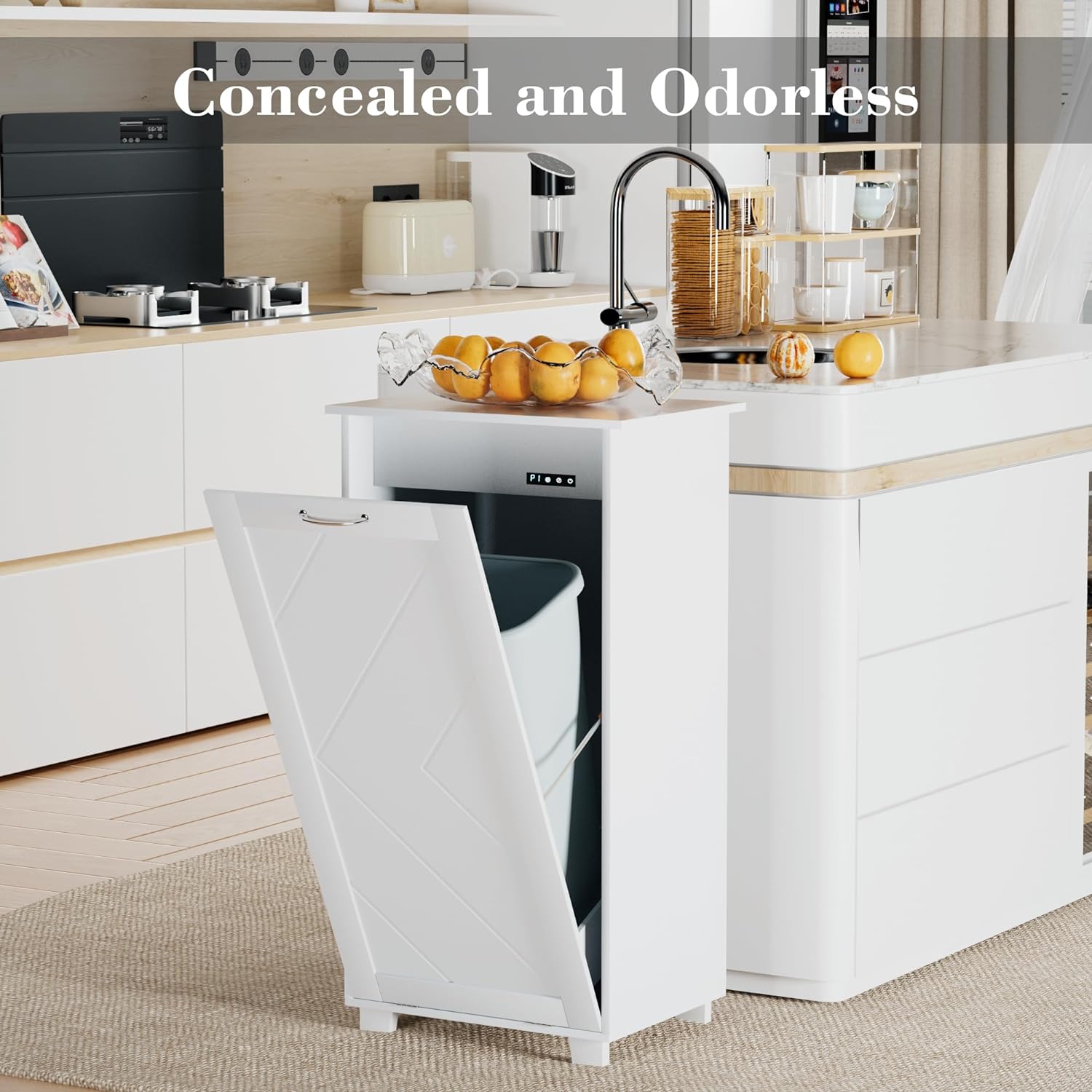 VECELO Tilt Out Kitchen Trash Bin Cabinet - VECELO