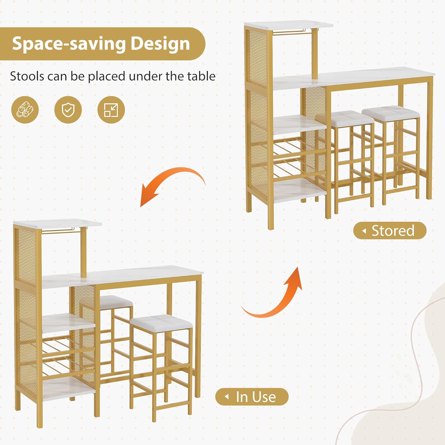 VECELO Bar Table and Chairs Set for 2 - VECELO