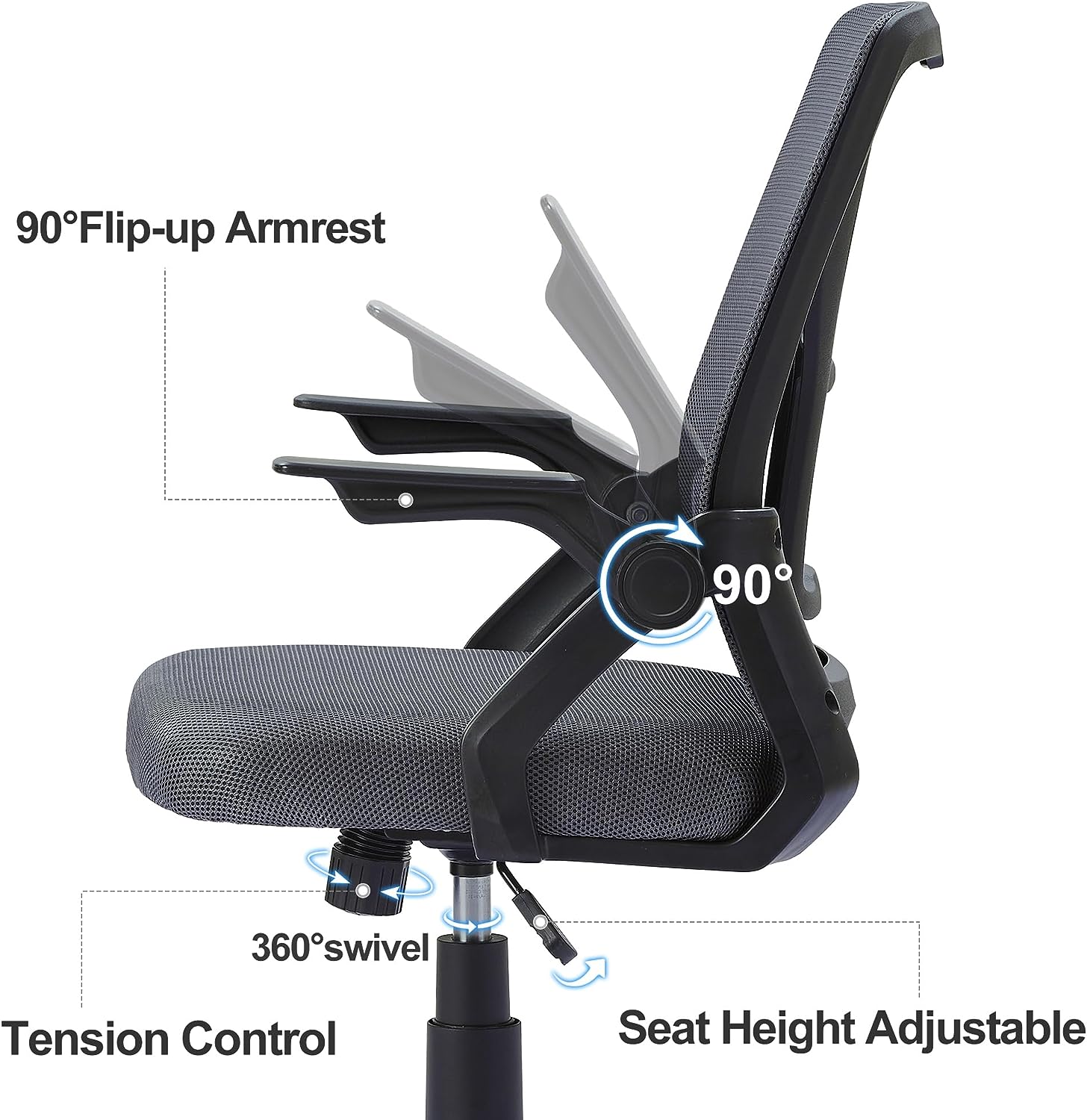 VECELO Mid-Back Swivel Ergonomic Office Chair - VECELO