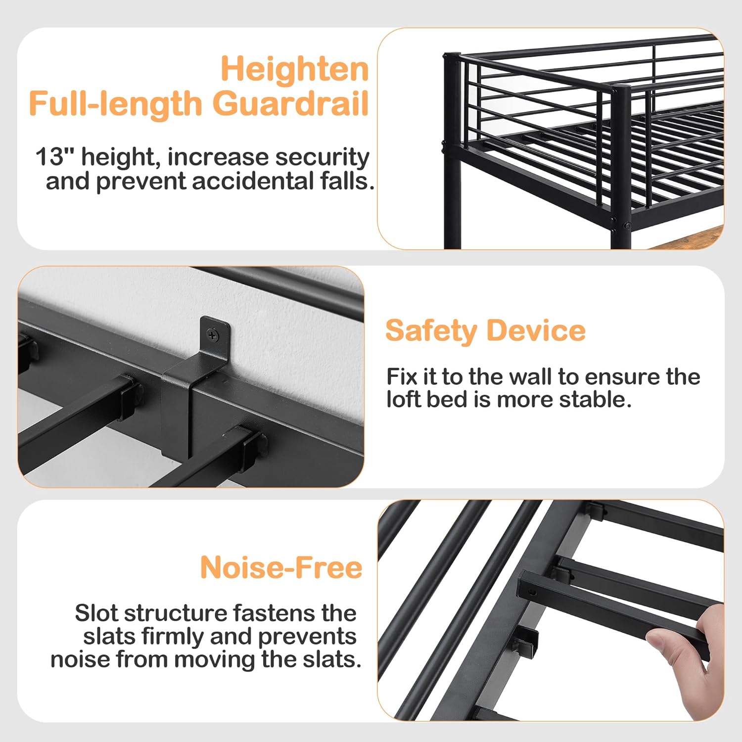 VECELO Metal Twin Size Loft Bed with Desk - VECELO