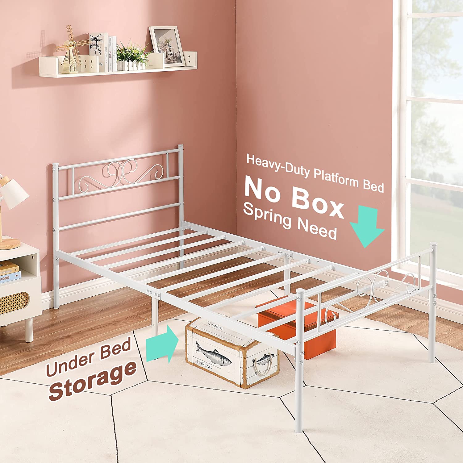 VECELO Metal Platform Bed Frame Mattress Foundation with Headboard & Footboard - VECELO