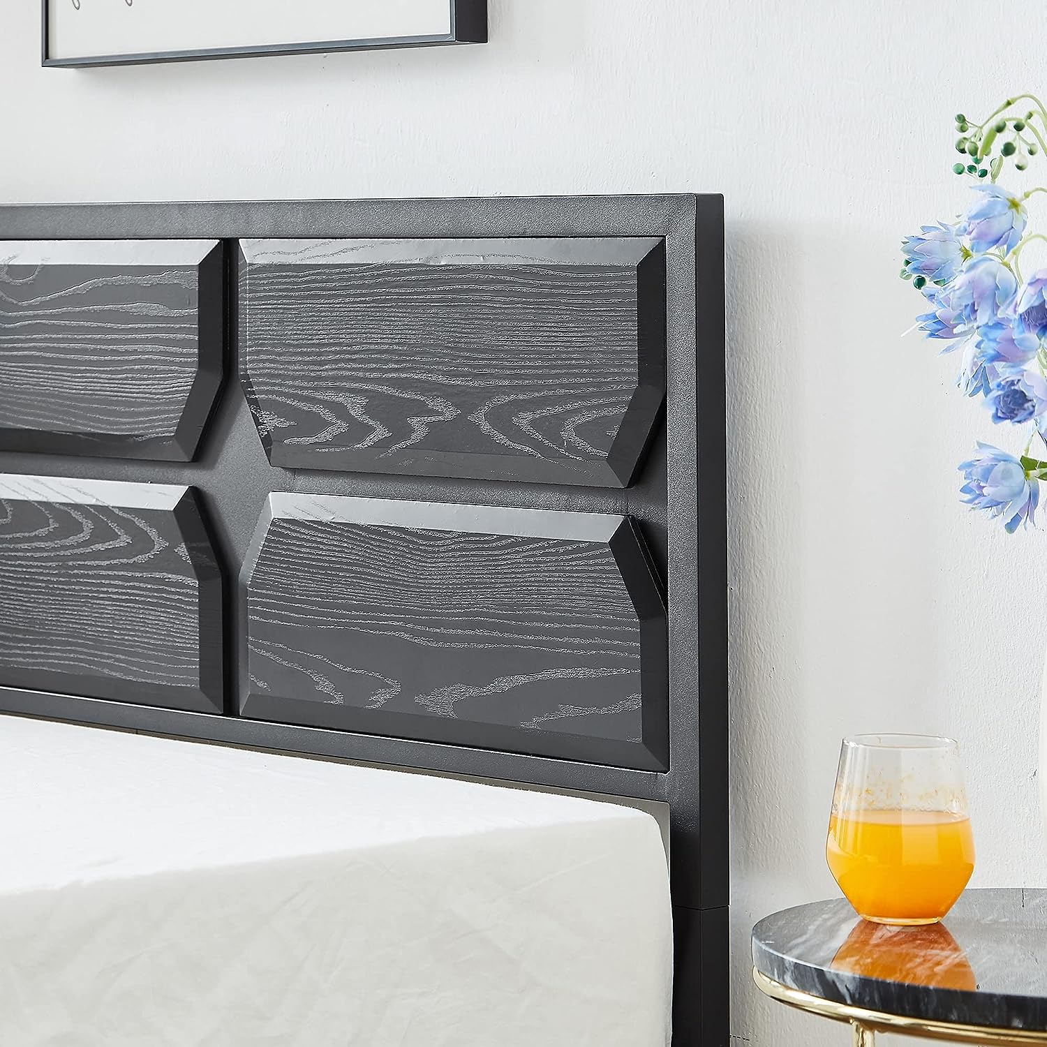VECELO Metal Bed Frame Platform with Wooden Headboard&Footboard Mattress Foundation - VECELO