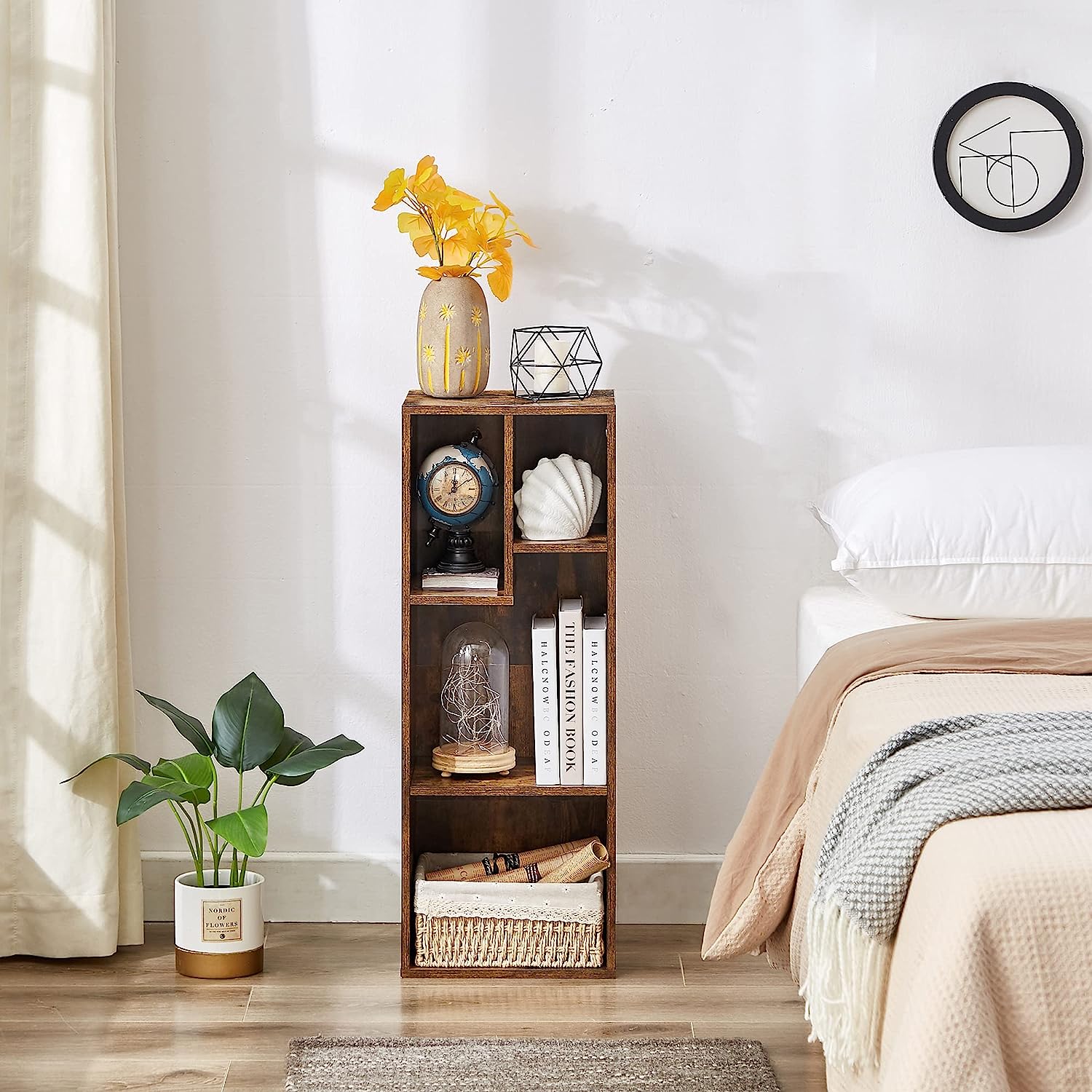 VECELO Modern 3-Tier Small Bookcase, 4 Cube/5 Cube Bookshelf/Storage Organizer - VECELO