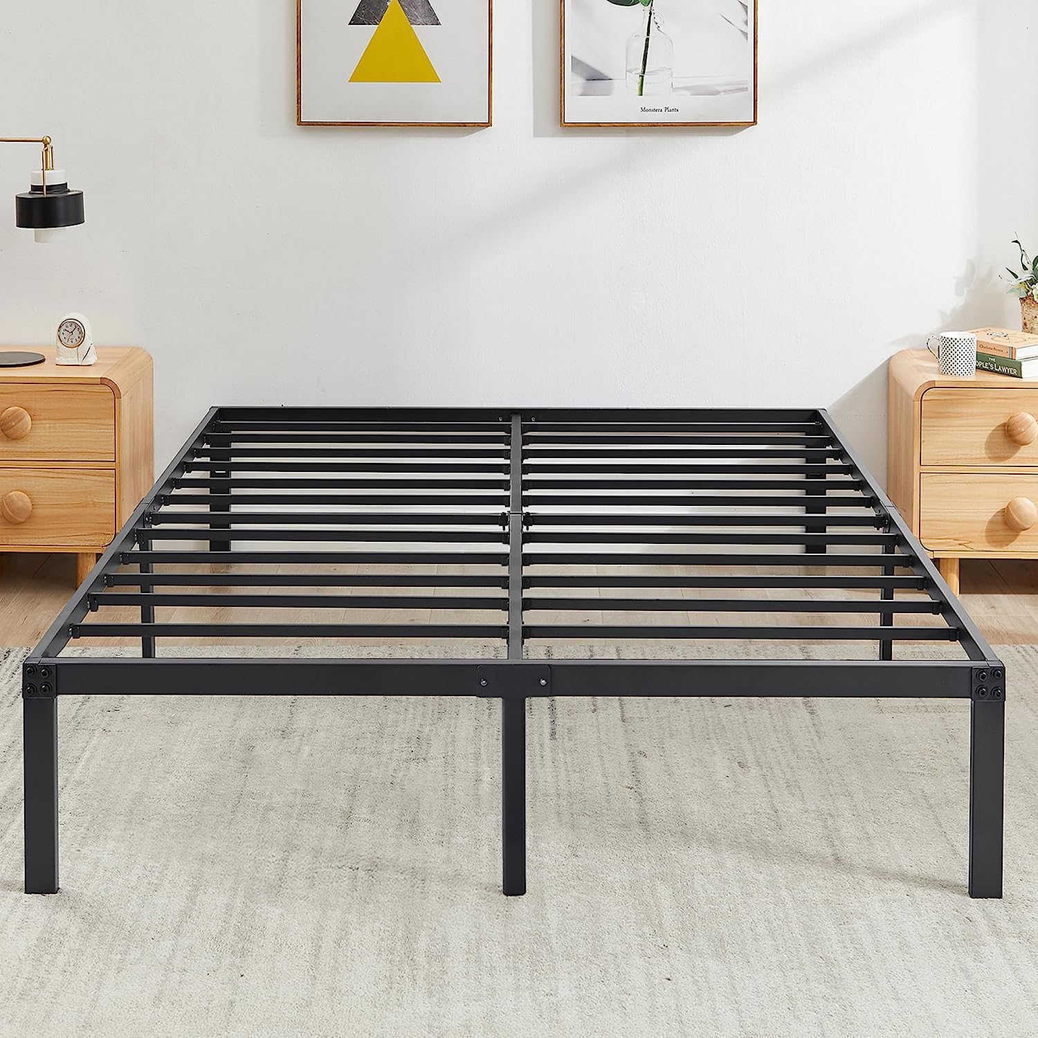 VECELO Metal Platform Bed Frame Heavy Duty Steel Slat, No Box Spring Needed - VECELO