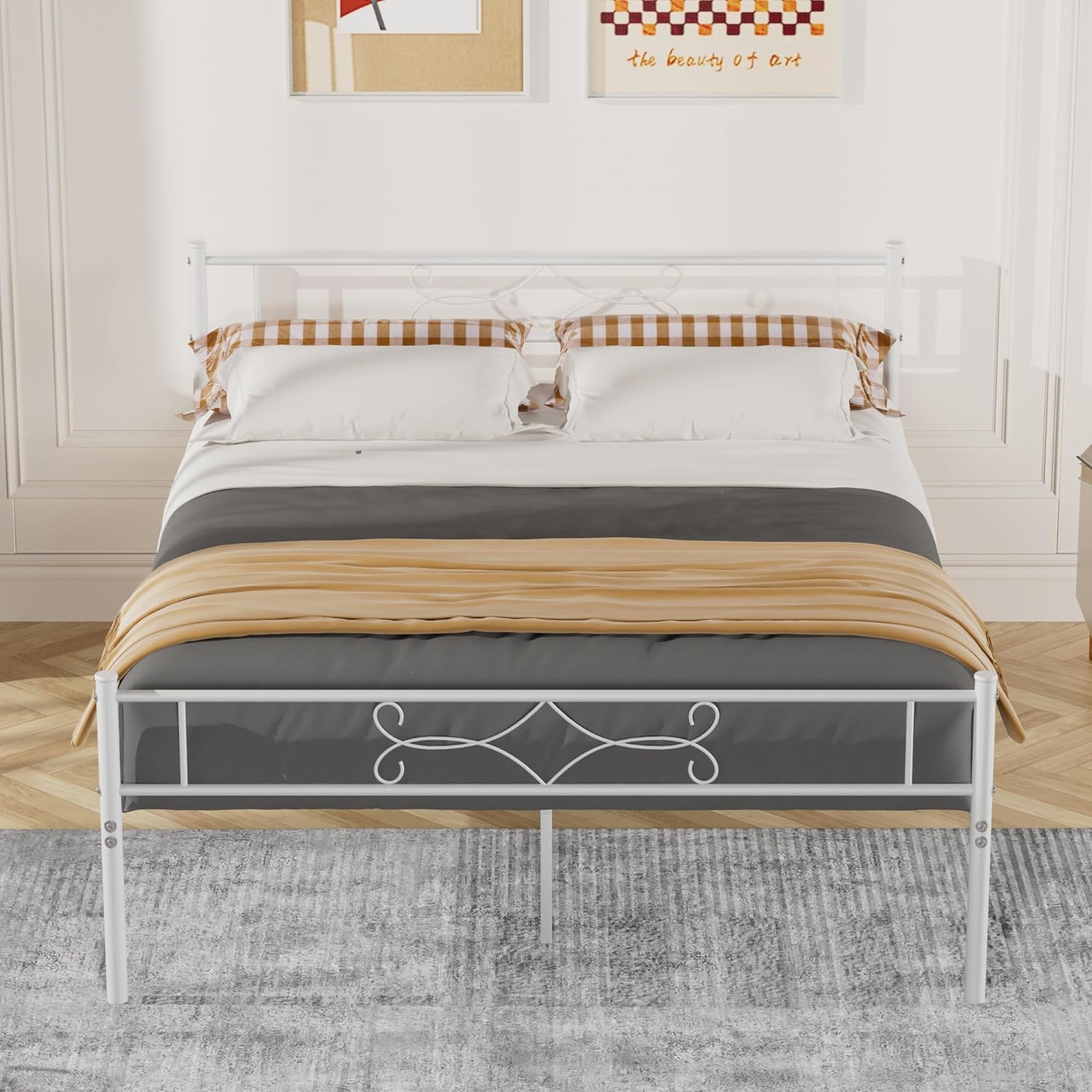 VECELO Metal Platform Bed Frame with Headboard & Footboard Premium Steel Slat Support Noise-Free - VECELO