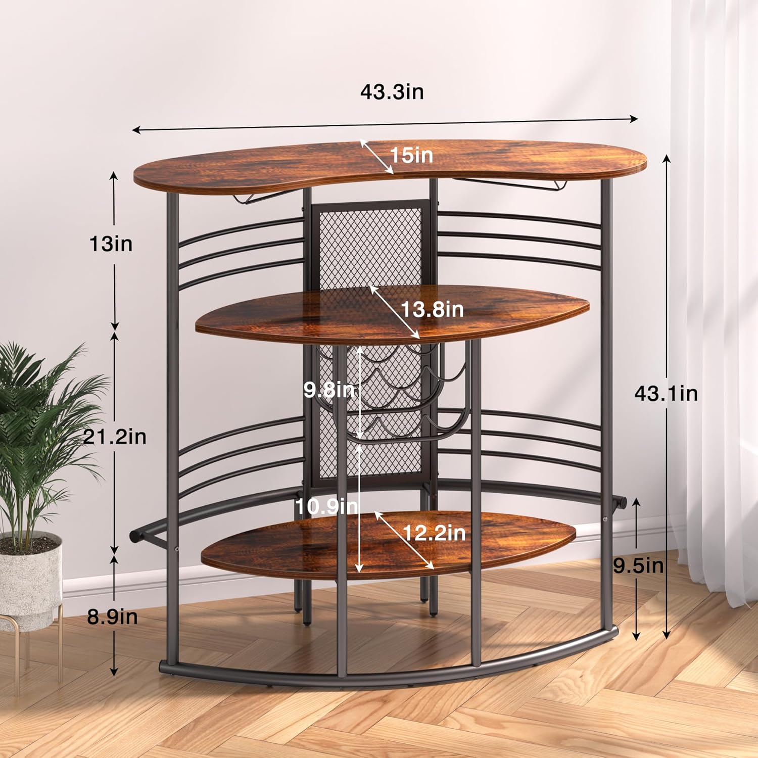 VECELO Vintage Liquor Cabinet Wine Rack Bar Unit - VECELO