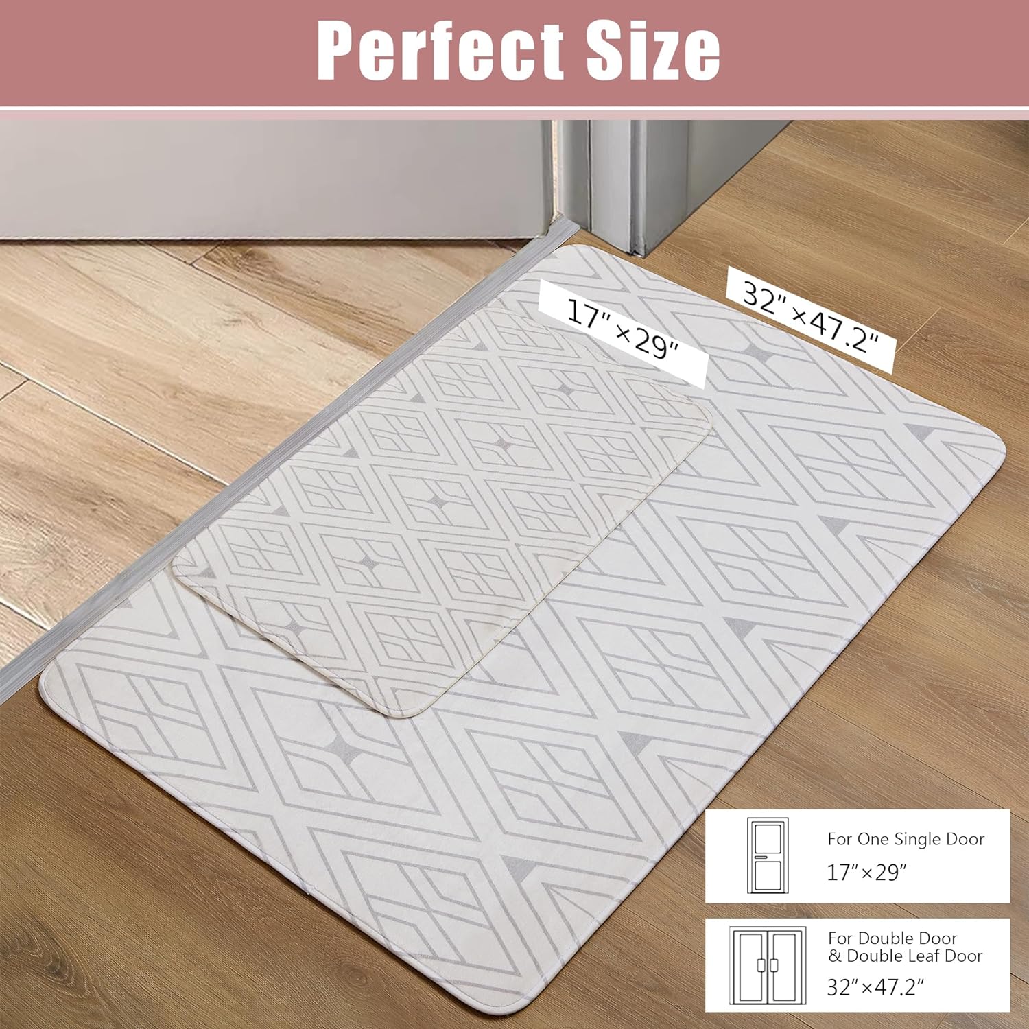 VECELO Front Door Mat Indoor Welcome Mat Outdoor, Absorbent Muddy Kitchen Rugs - VECELO