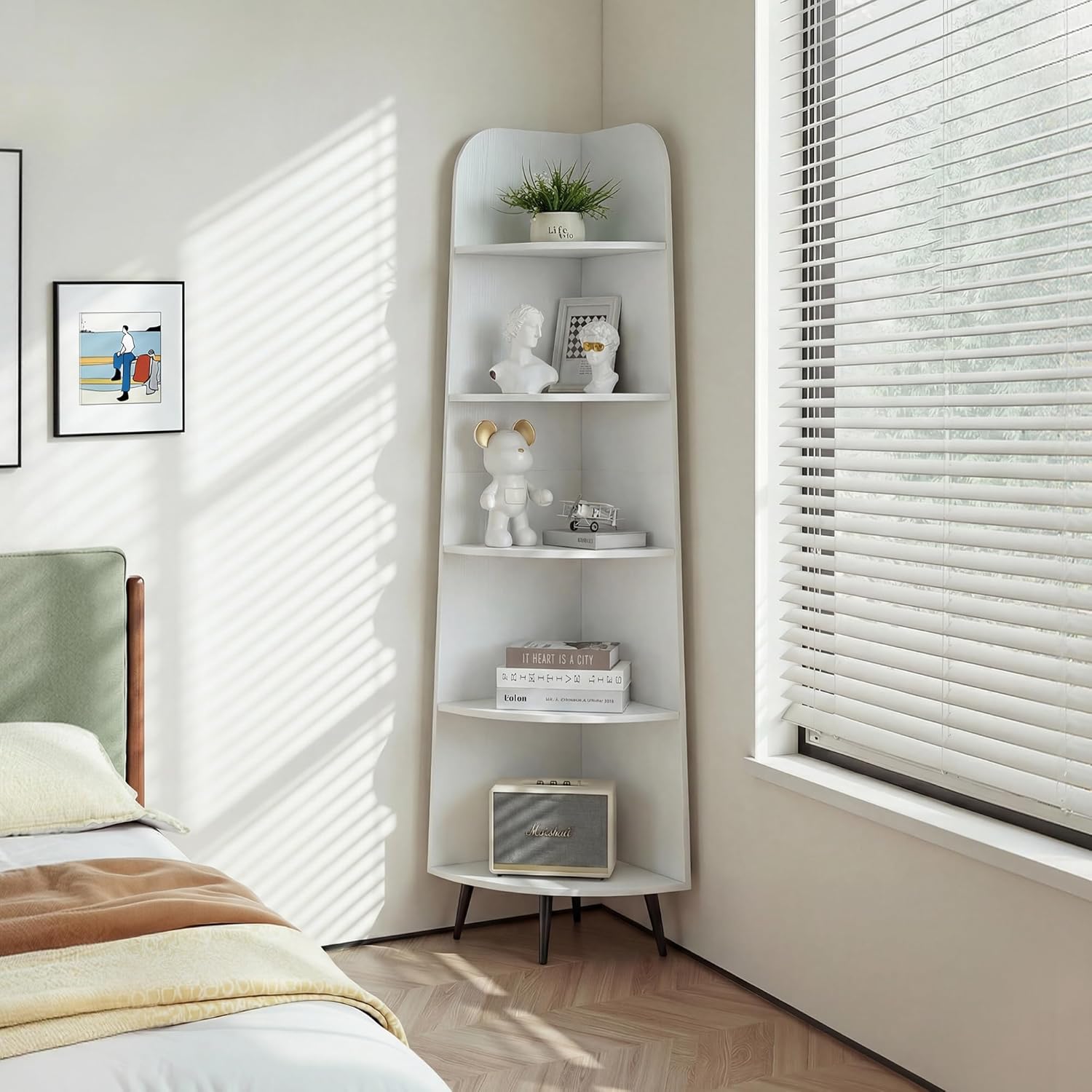VECELO Large Corner Shelf - 66.93" Tall 5-Tier Organizer