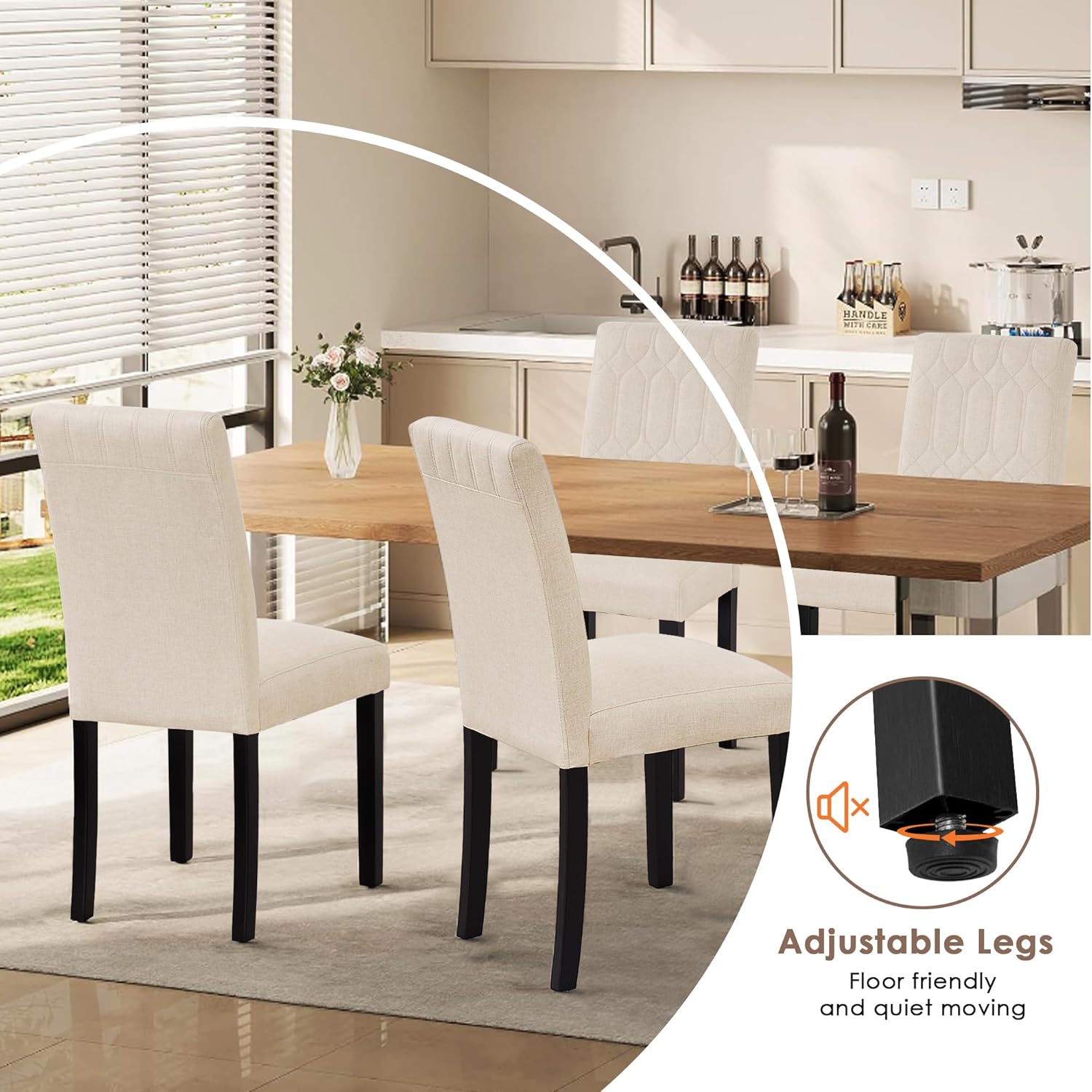 VECELO Upholstered Dining Chairs Set of 2 - VECELO