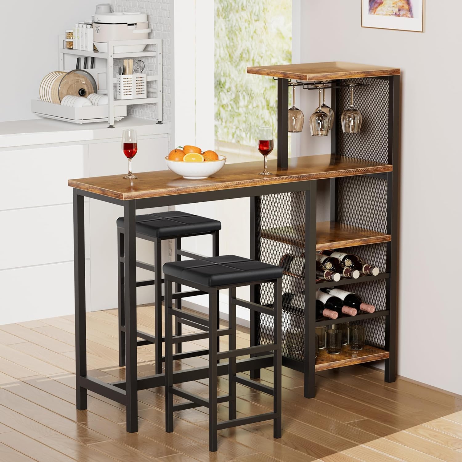 VECELO Bar Table and Chairs for 2 - VECELO