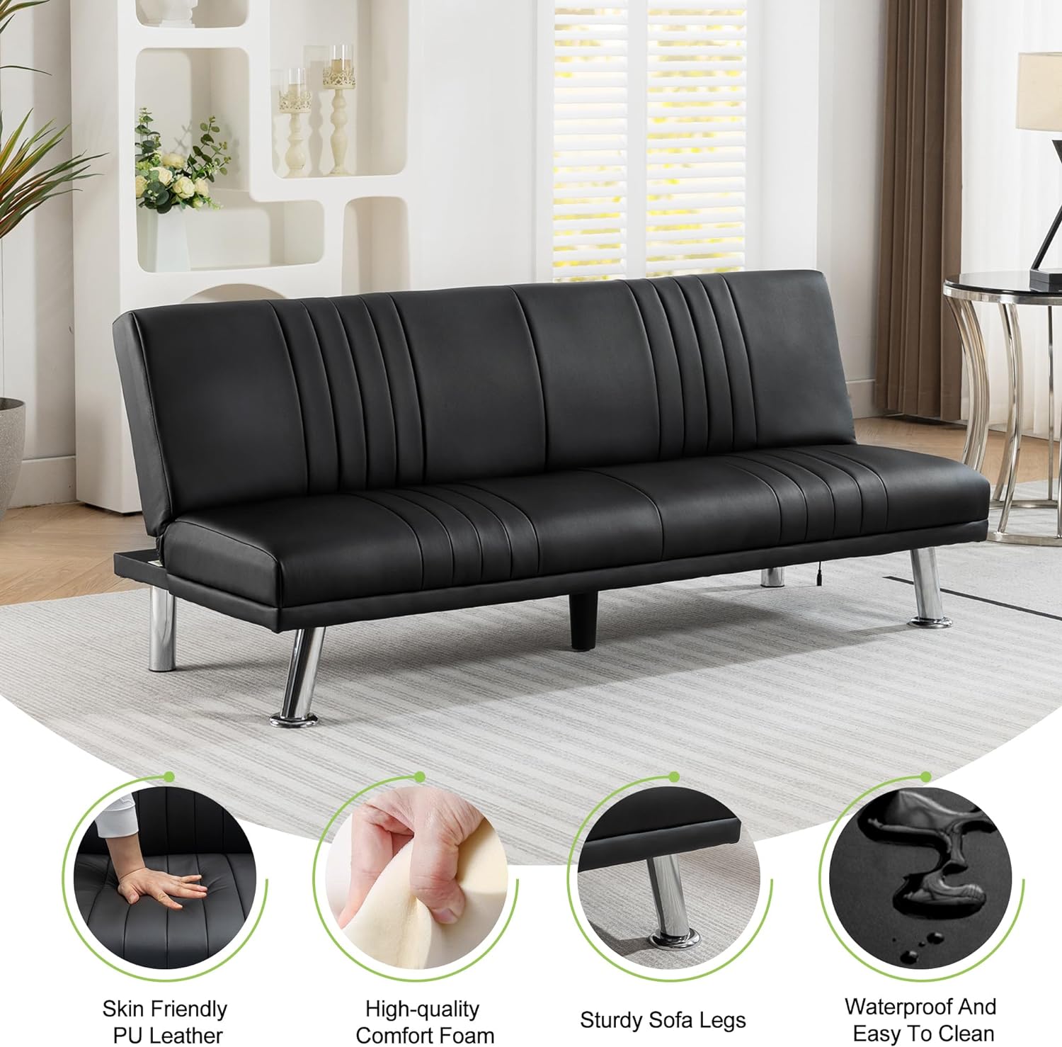 VECELO Modern Convertible Sofa Bed/Folding Sleeper Couch - VECELO