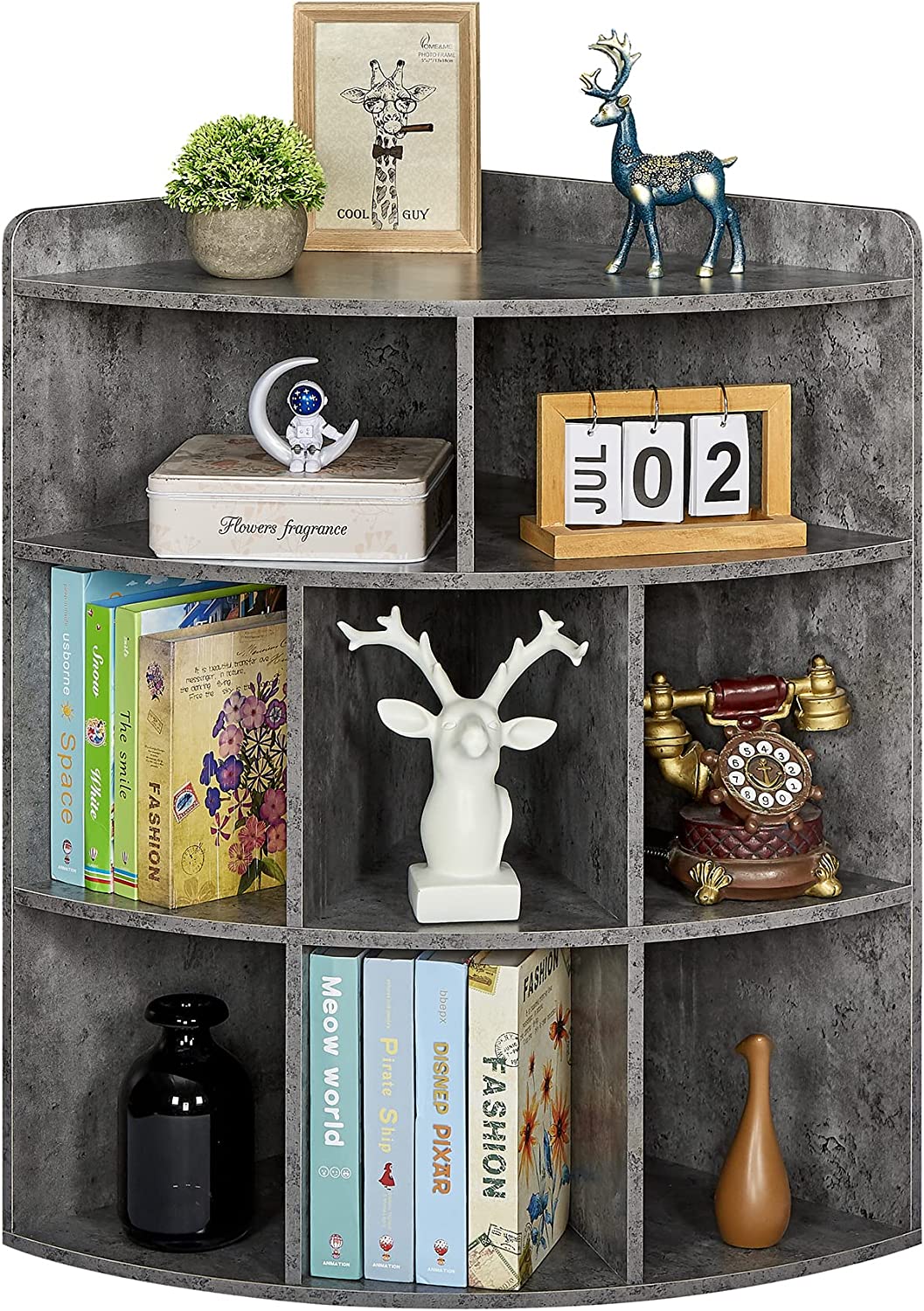 VECELO 3-Tier Corner Cabinet with 8 Cubbies, Wooden Cube Storage Organizer - VECELO